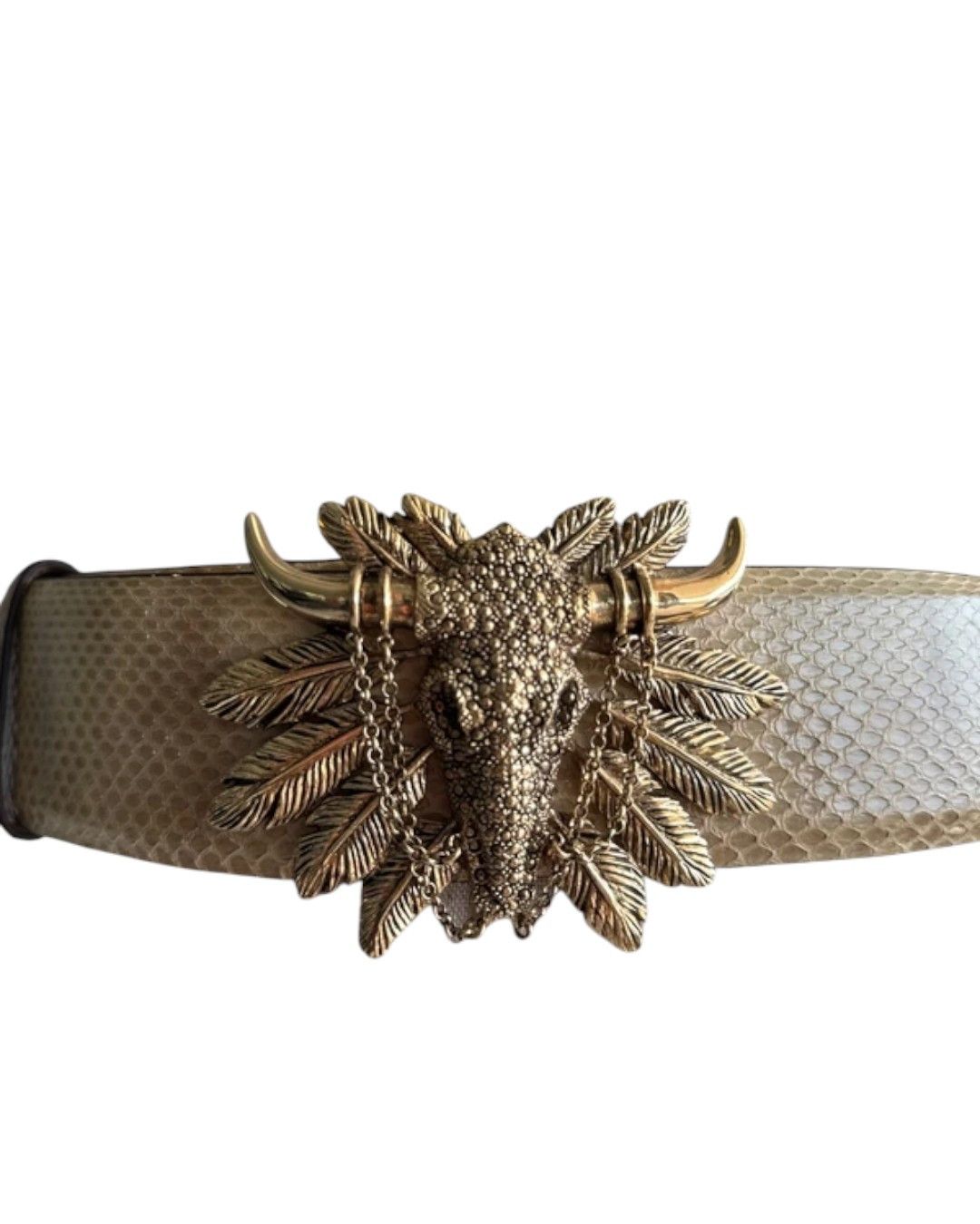 Roberto Cavalli PYTHON SKIN LEATHER BELT Size ONE SIZE - 2 Thumbnail