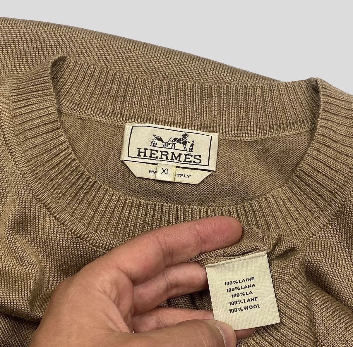 Hermes Hermès Vintage Embroidered Logo Wool Knit Sweater Size US XL / EU 56 / 4 - 3 Thumbnail