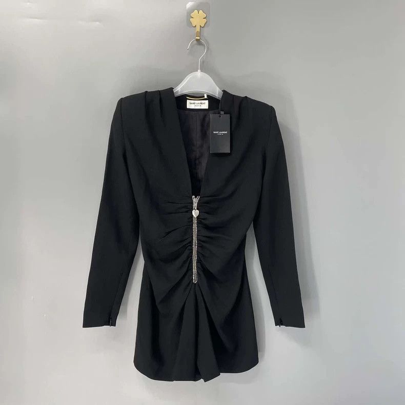 Saint Laurent Paris saint laurent black long sleeve romper Size US 34 / EU 50 - 1 Thumbnail
