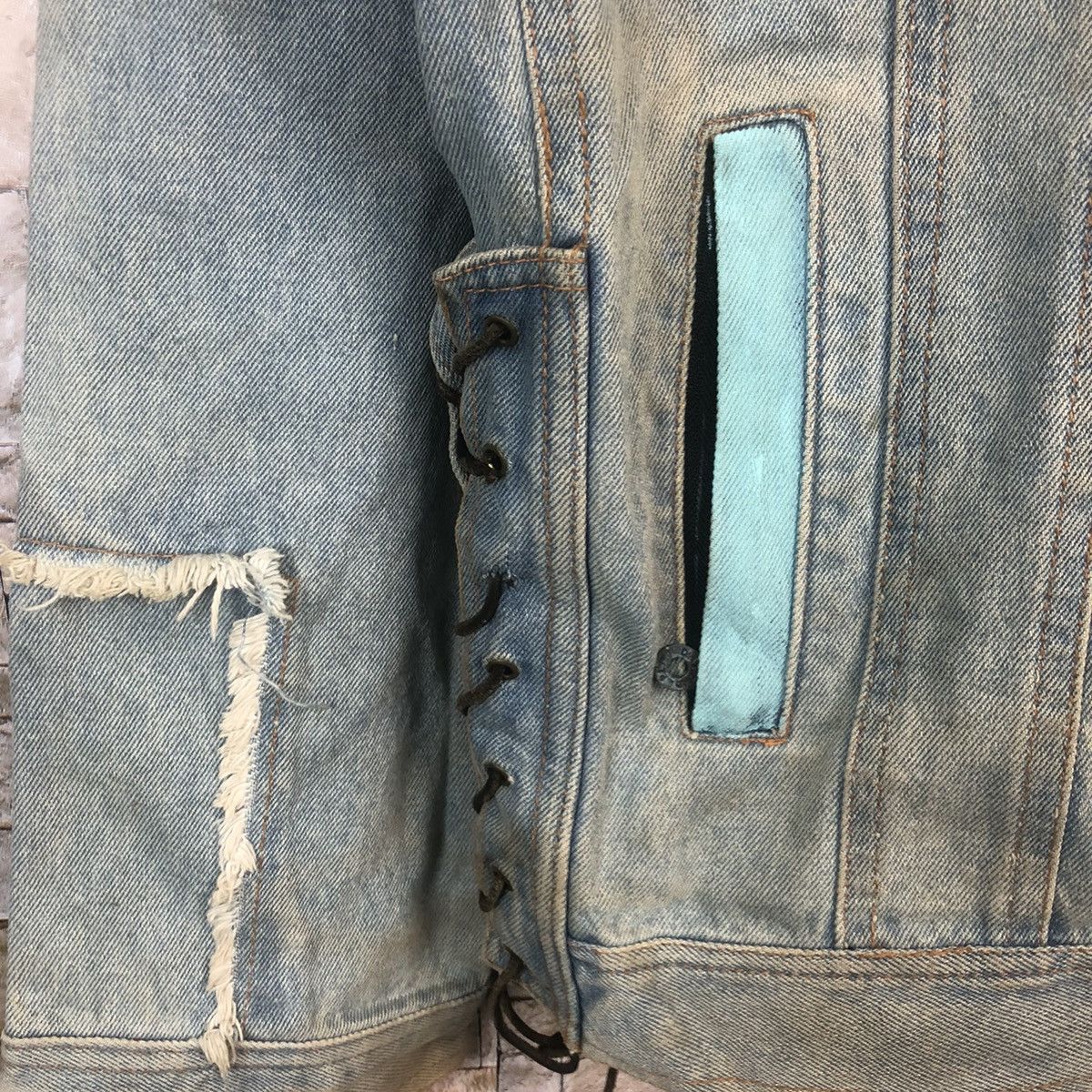 Japanese Brand Born To Wild Blue ripped patchwork Denim Jacket #A25 Size US XL / EU 56 / 4 - 10 Thumbnail