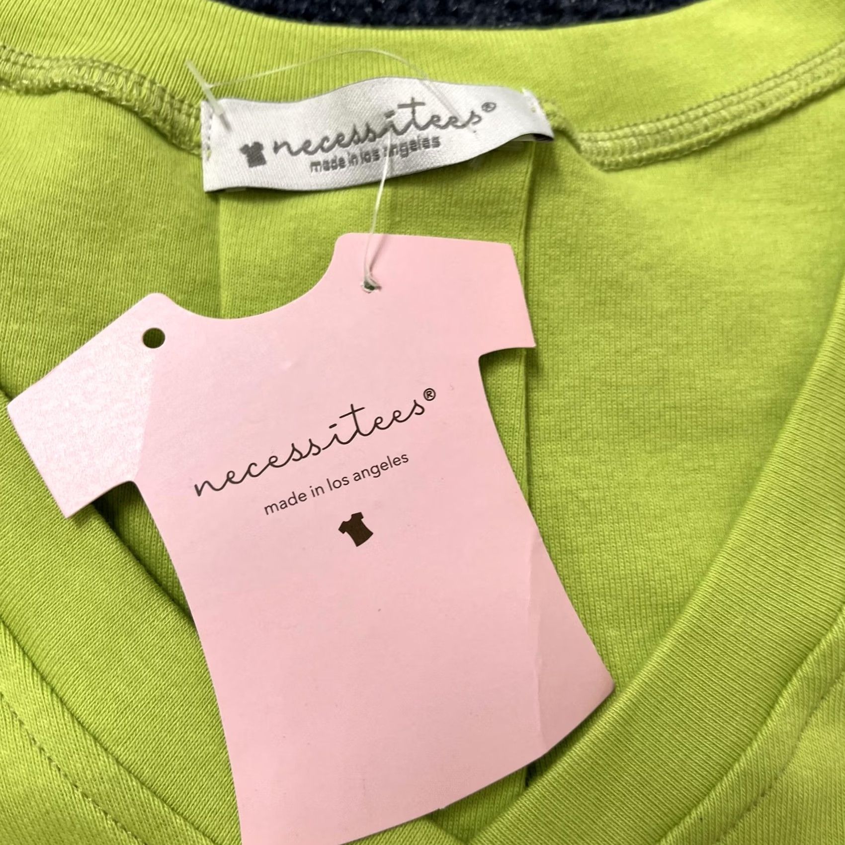 Vintage Necessitees Dress Womens Medium V Neck Short Sleeve Tunic Green Made USA Size 28" / US 6 / IT 42 - 2 Thumbnail