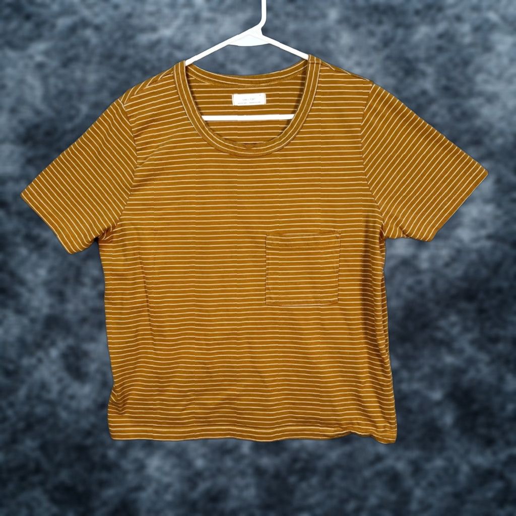 Oak + Fort Oak + Fort Womens Medium Brown Striped Cotton Pocket T-Shirt Size M / US 6-8 / IT 42-44 - 1 Thumbnail