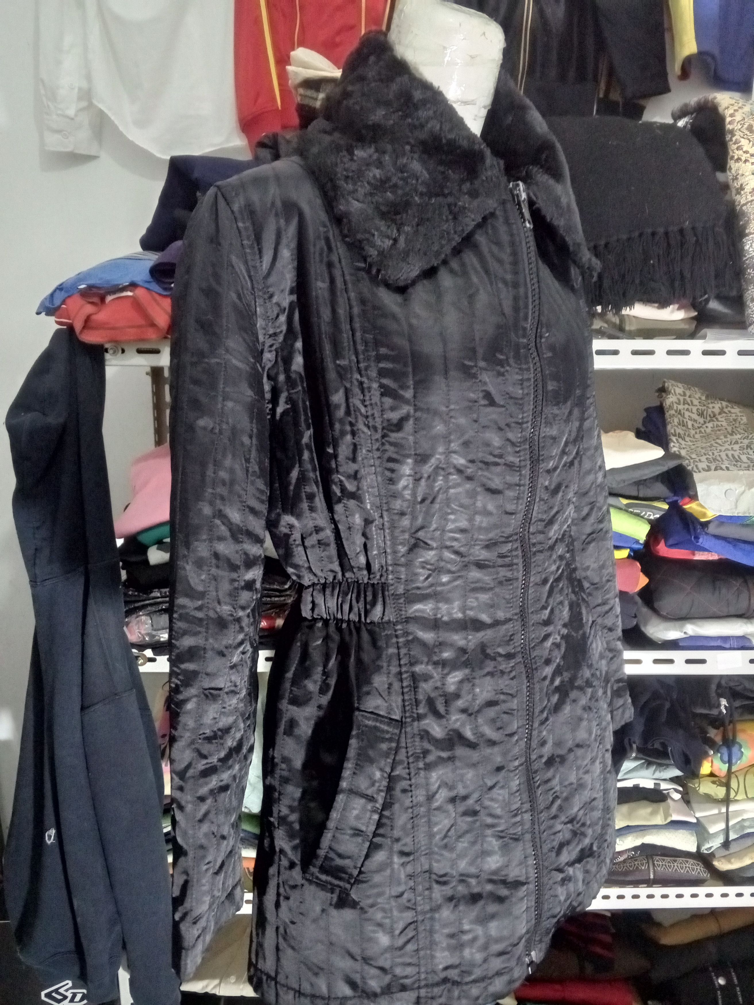 Sandro × Vintage Sandro Jacket Black Winter Fur Collar Jacket Size L / US 10 / IT 46 - 2 Thumbnail