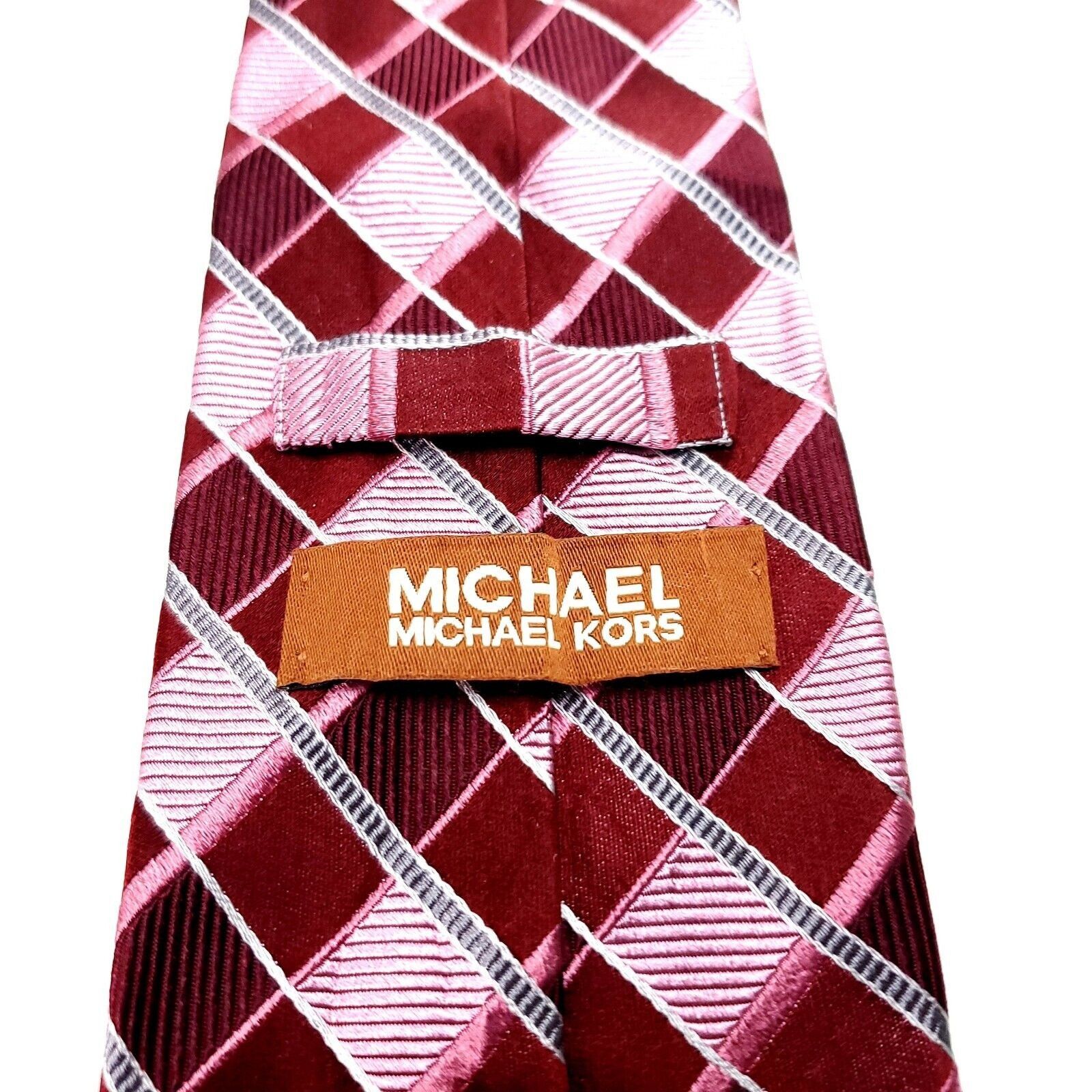 Michael Kors Michael Kors Red Silk Tie Woven Check Size ONE SIZE - 6 Thumbnail