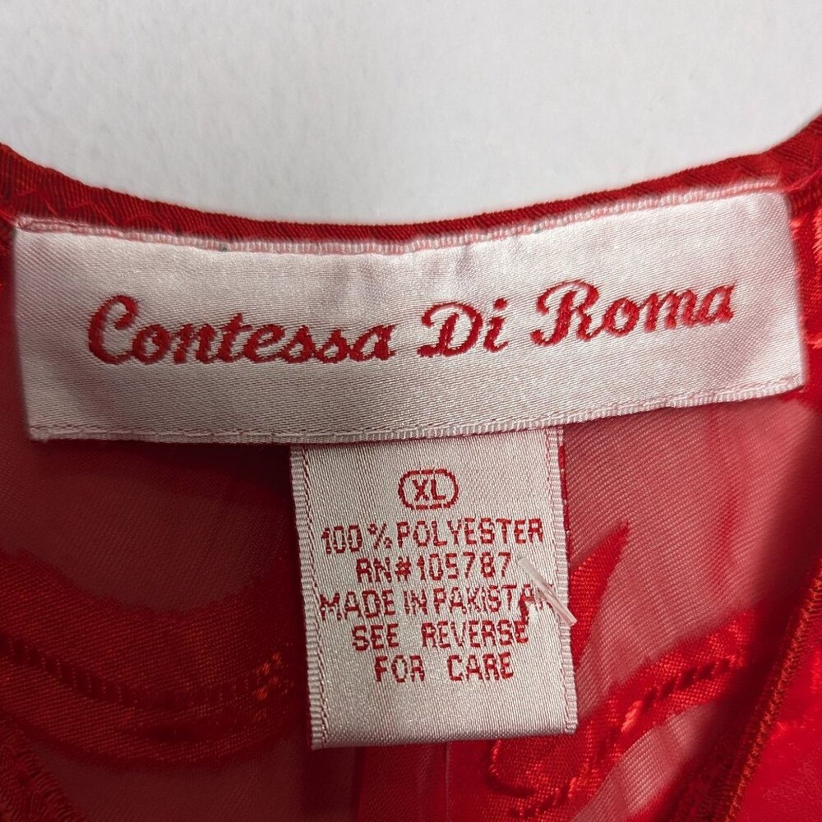Vintage Vintage 90's Red Heart Pattern Semi Sheer Slip Dress Nightie Size XL / US 12-14 / IT 48-50 - 3 Thumbnail