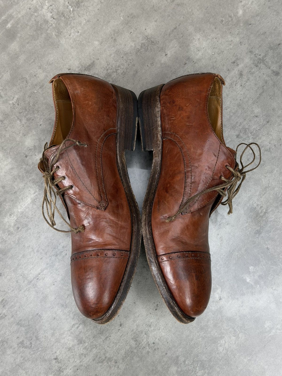 Shoto Shoto Avant-Garde Brown Leather Derby Shoes Handmade Size 42 Size US 9 / EU 42 - 8 Thumbnail