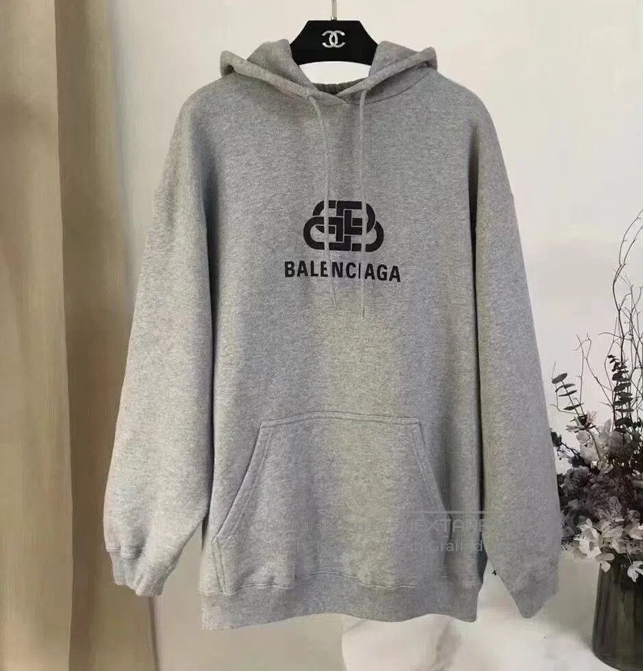 Balenciaga Gray Lock Hoodie Sweatshirt.