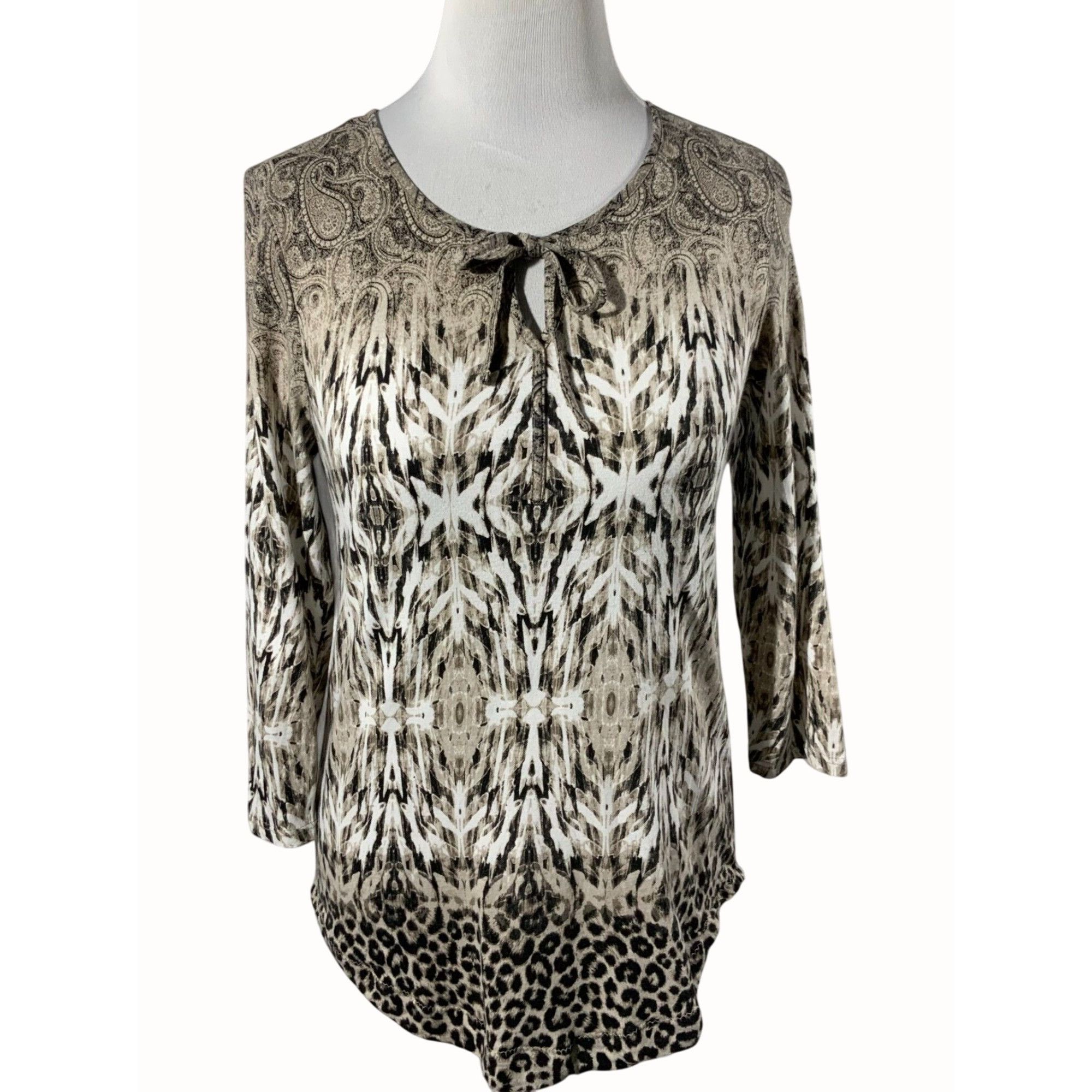 Chicos Chicos Brown Animal Leopard Paisley Print Top Small Size S / US 4 / IT 40 - 1 Thumbnail