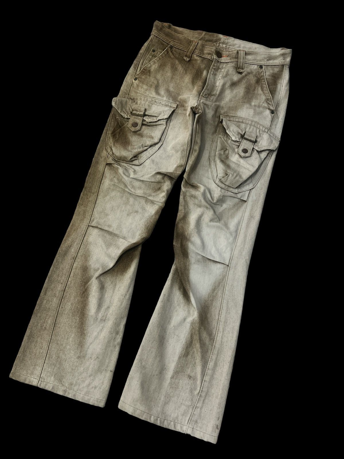 Japanese Brand FLARED💥1 of 1‼️EDWIN BUSHPANT BROWN FADED DISTRESSED DENIM Size US 31 - 7 Thumbnail