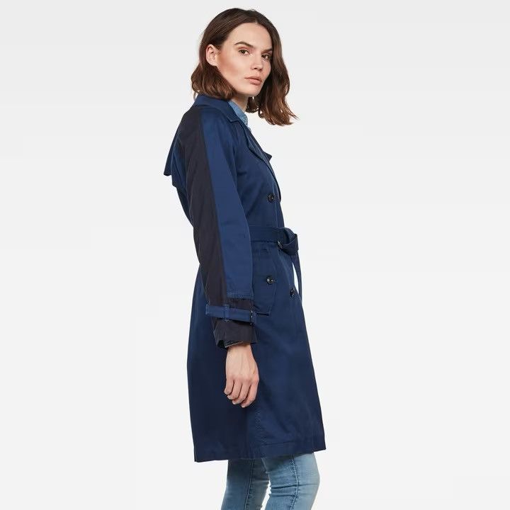 Designer × G-Star G-STAR RAW Duty Classic Trench Blue Cotton Long Coat Jacket Size M / US 6-8 / IT 42-44 - 2 Thumbnail