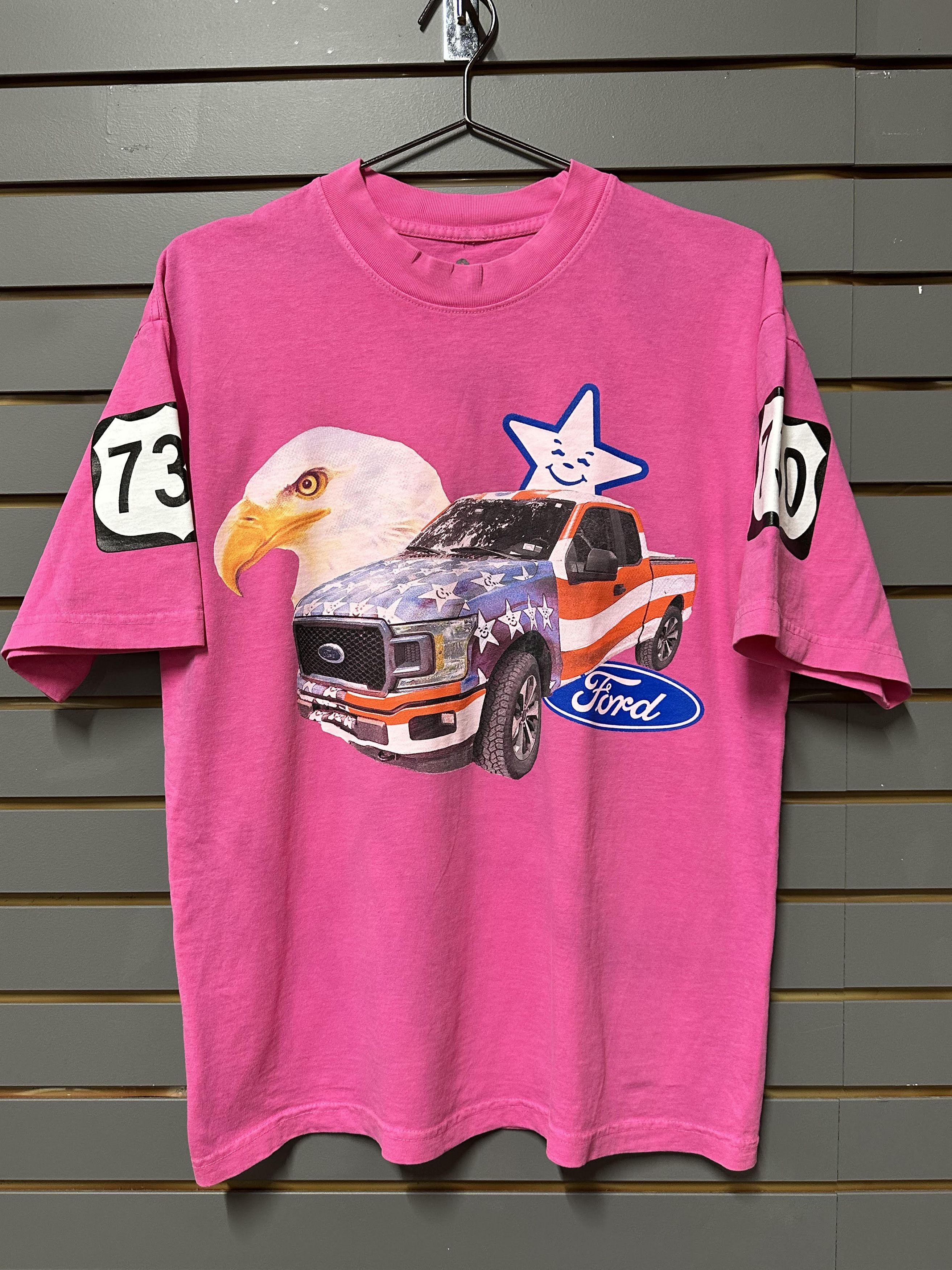 image of Asspizza Flag Truck Raffle Shirt in Pink, Men's (Size Medium)