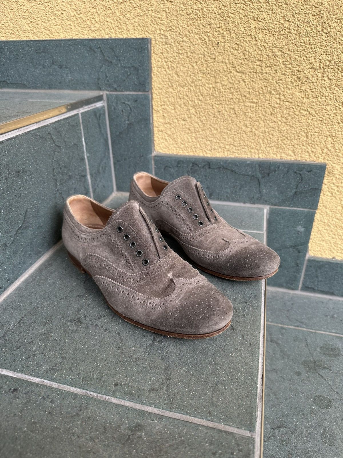 Prada Prada Loafers Women Shoes size 36 us-6,5 Brown-Gray Size US 6.5 / IT 36.5 - 1 Thumbnail