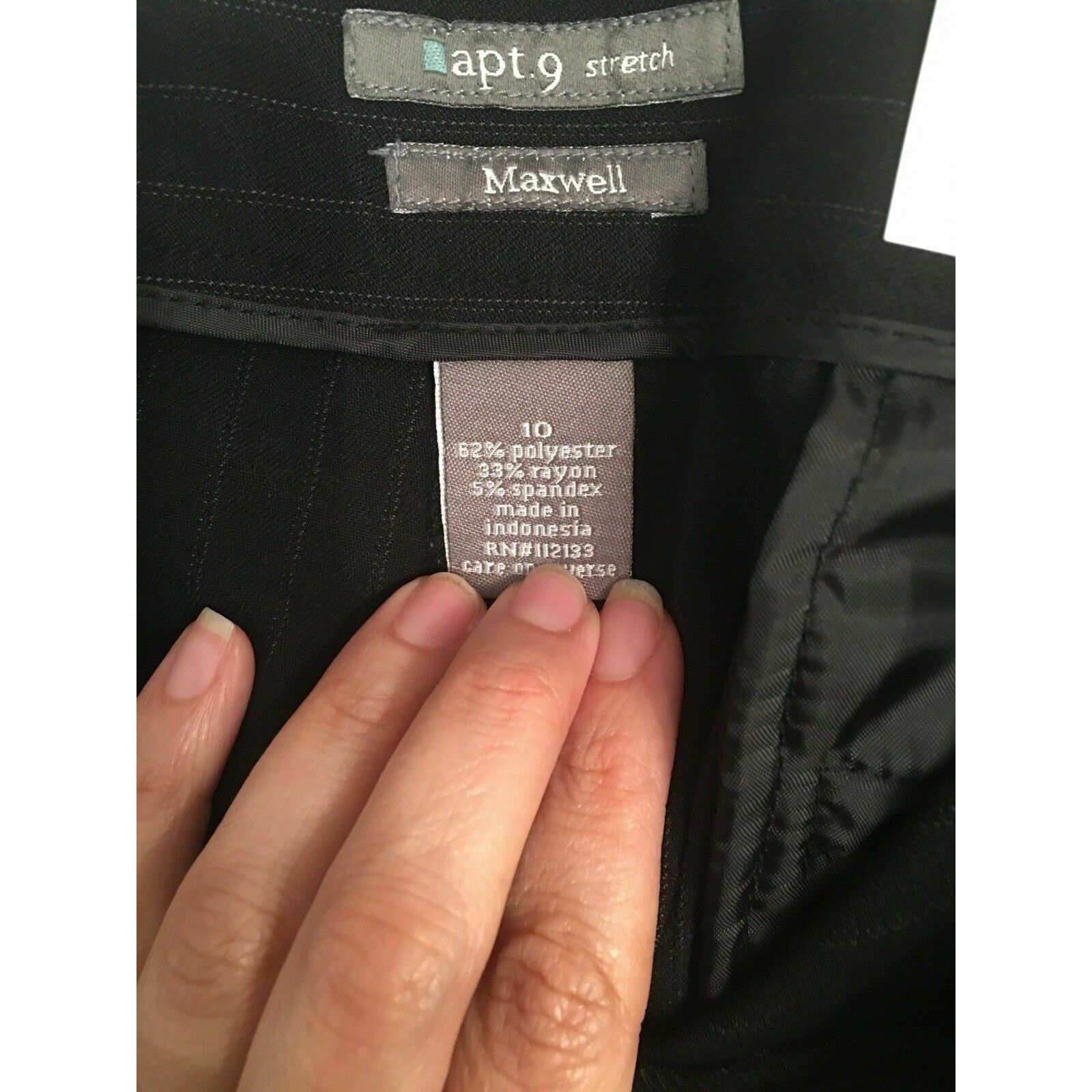Apt. 9 Apt. 9 Maxwell Black Cotton Dress Pants size 10 Size 32" / US 10 / IT 46 - 3 Thumbnail