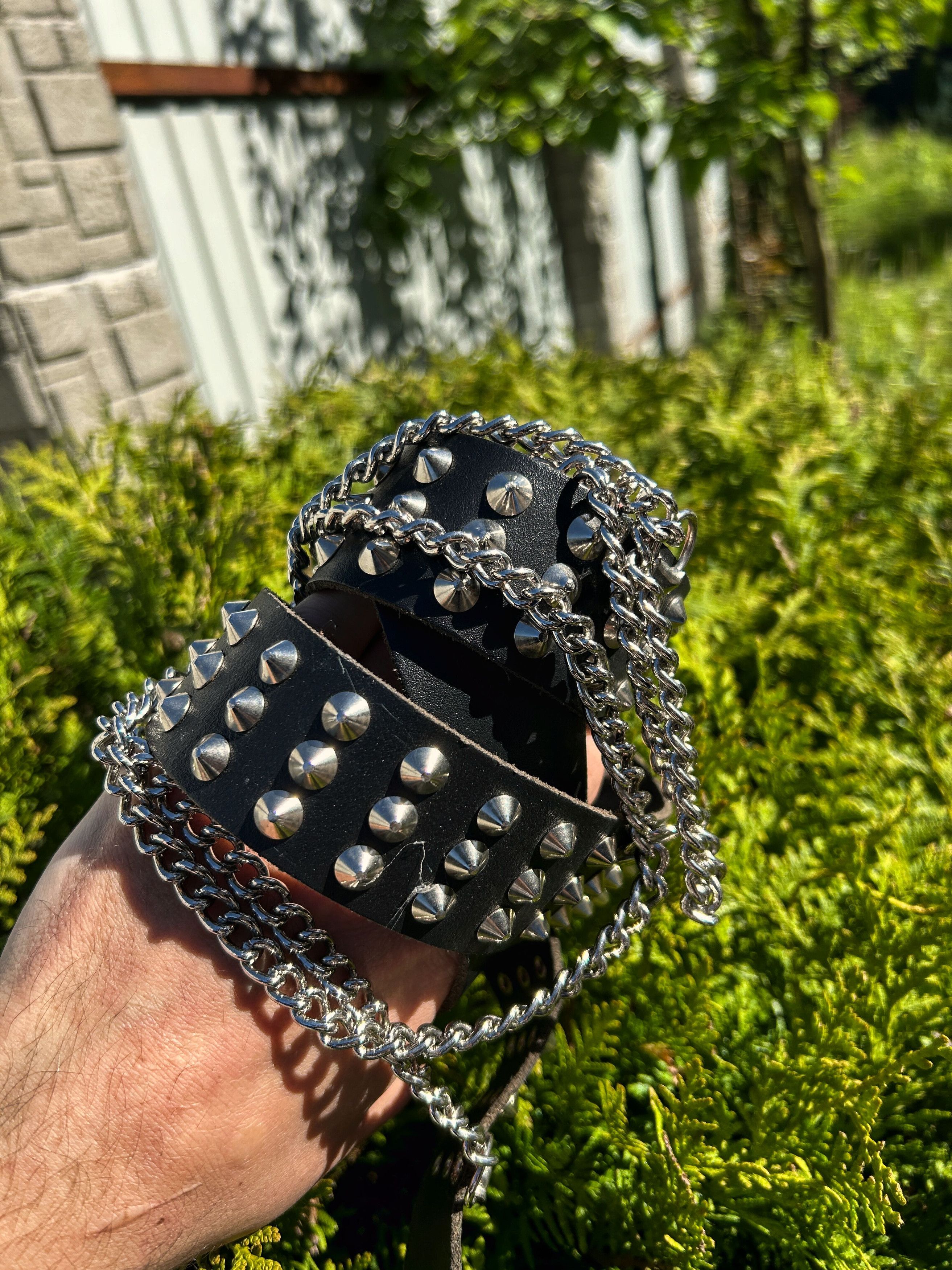 Japanese Brand Vintage Avant Garde Black Leather Belt Hand Drip Punk Style Size ONE SIZE - 5 Thumbnail