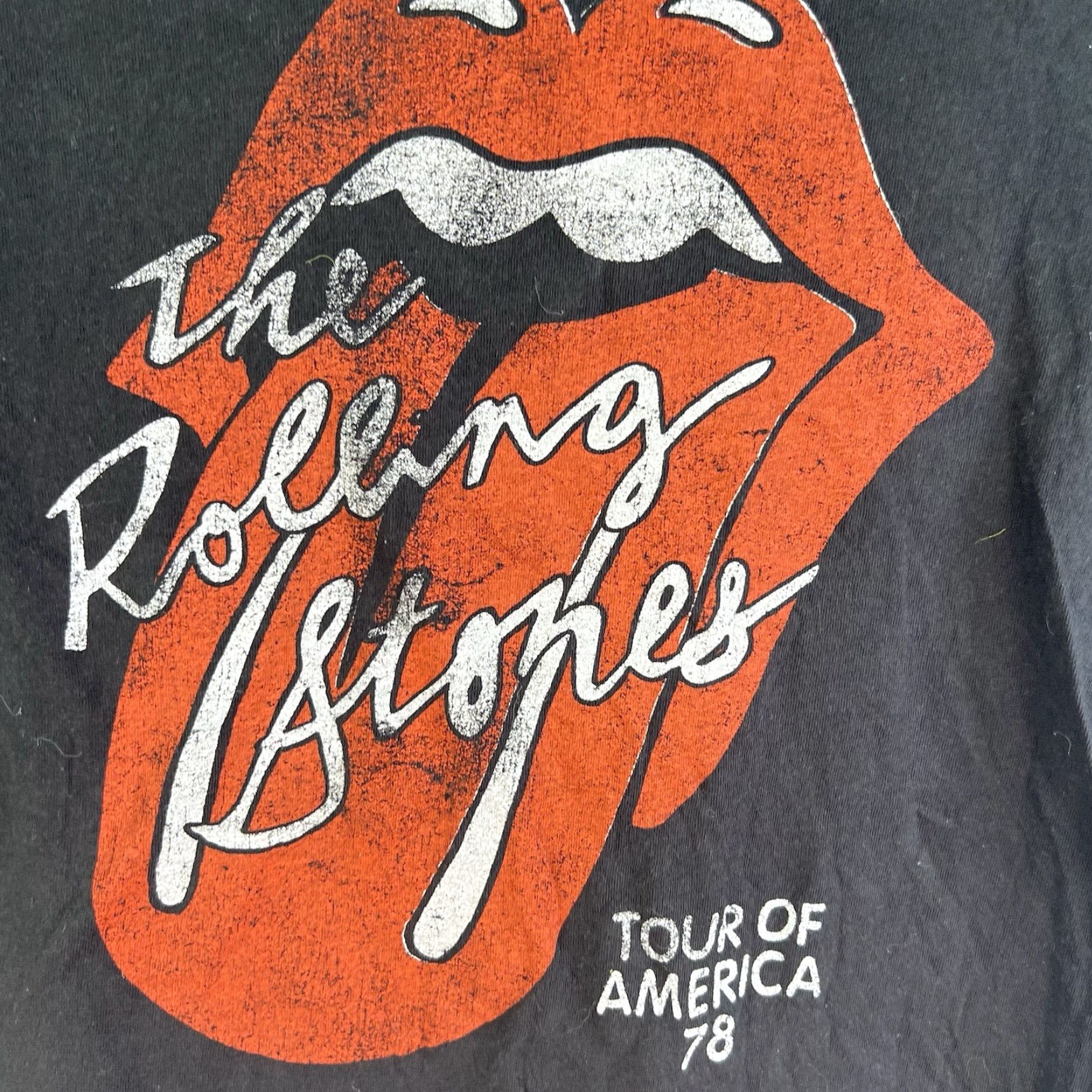 Vintage Rolling Stones Tour of America 78 T-Shirt Womens Medium Black Graphic Short Sleeve Rock Retro 70s Music Size M / US 6-8 / IT 42-44 - 2 Thumbnail
