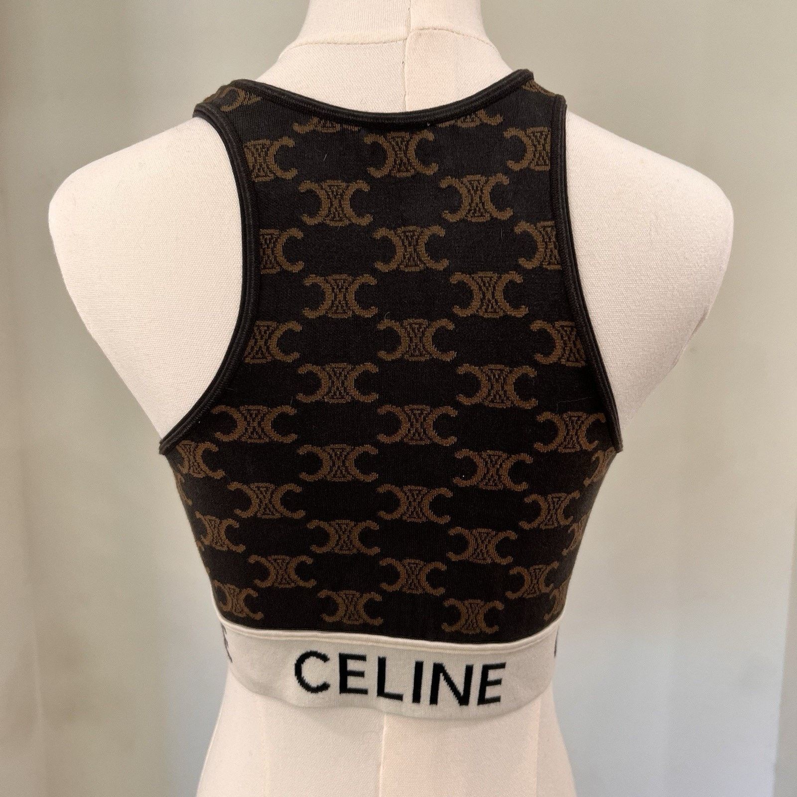Celine Celine Monogram Crop Sports Bra Silk Cotton (M) Brown Size M / US 6-8 / IT 42-44 - 3 Thumbnail