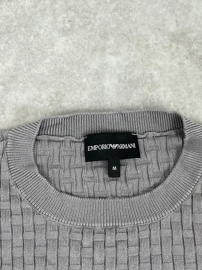 Emporio Armani AW2021 Emporio Armani Grey Woven Wool Sweater Size US M / EU 48-50 / 2 - 8 Thumbnail
