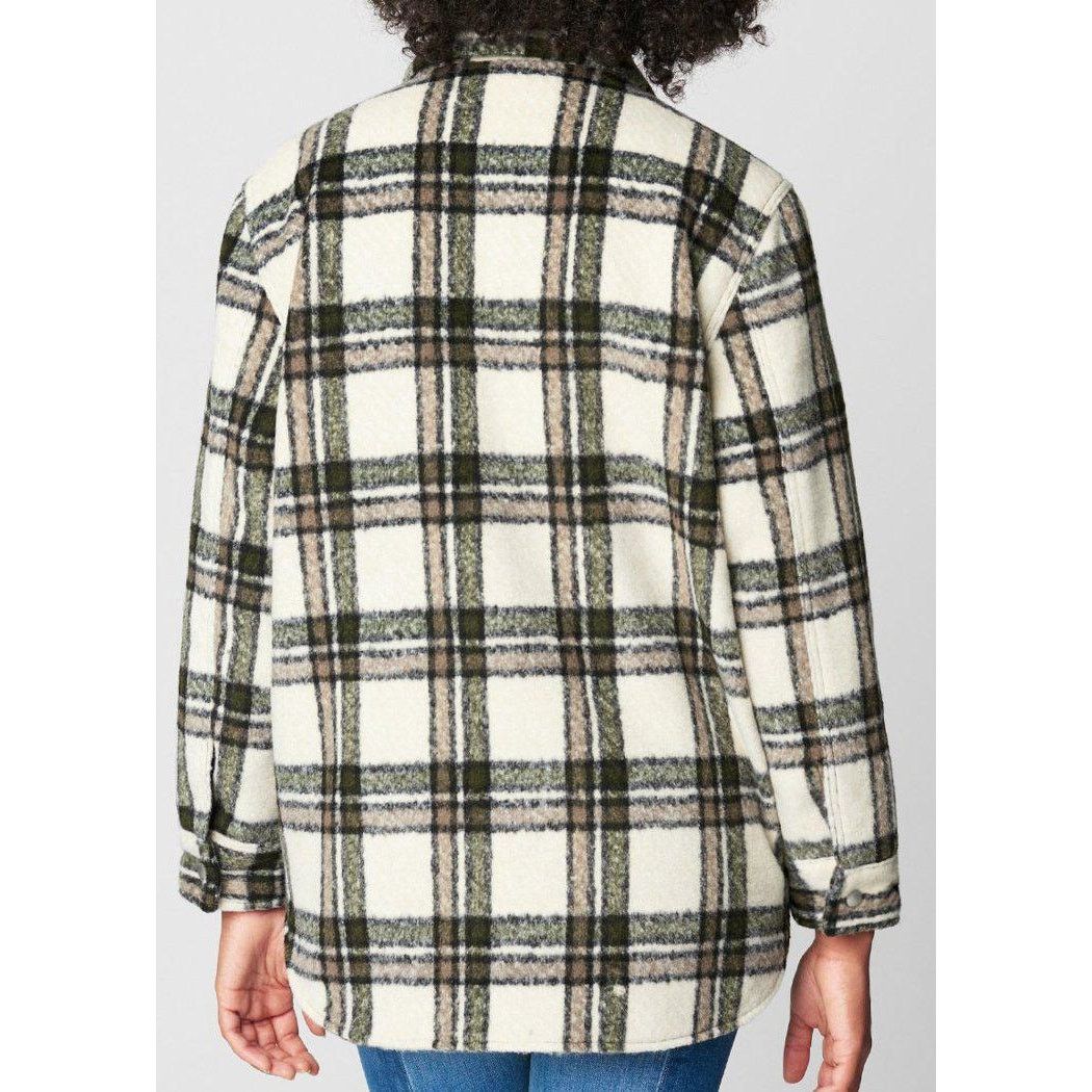 BLANKNYC Blank NYC Cream Brown Plaid Snap Button Collared Shacket S Size S / US 4 / IT 40 - 8 Thumbnail