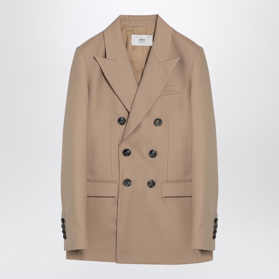 AMI o1d2blof0724 Double-breasted Jacket in Beige Size XS / US 0-2 / IT 36-38 - 1 Thumbnail
