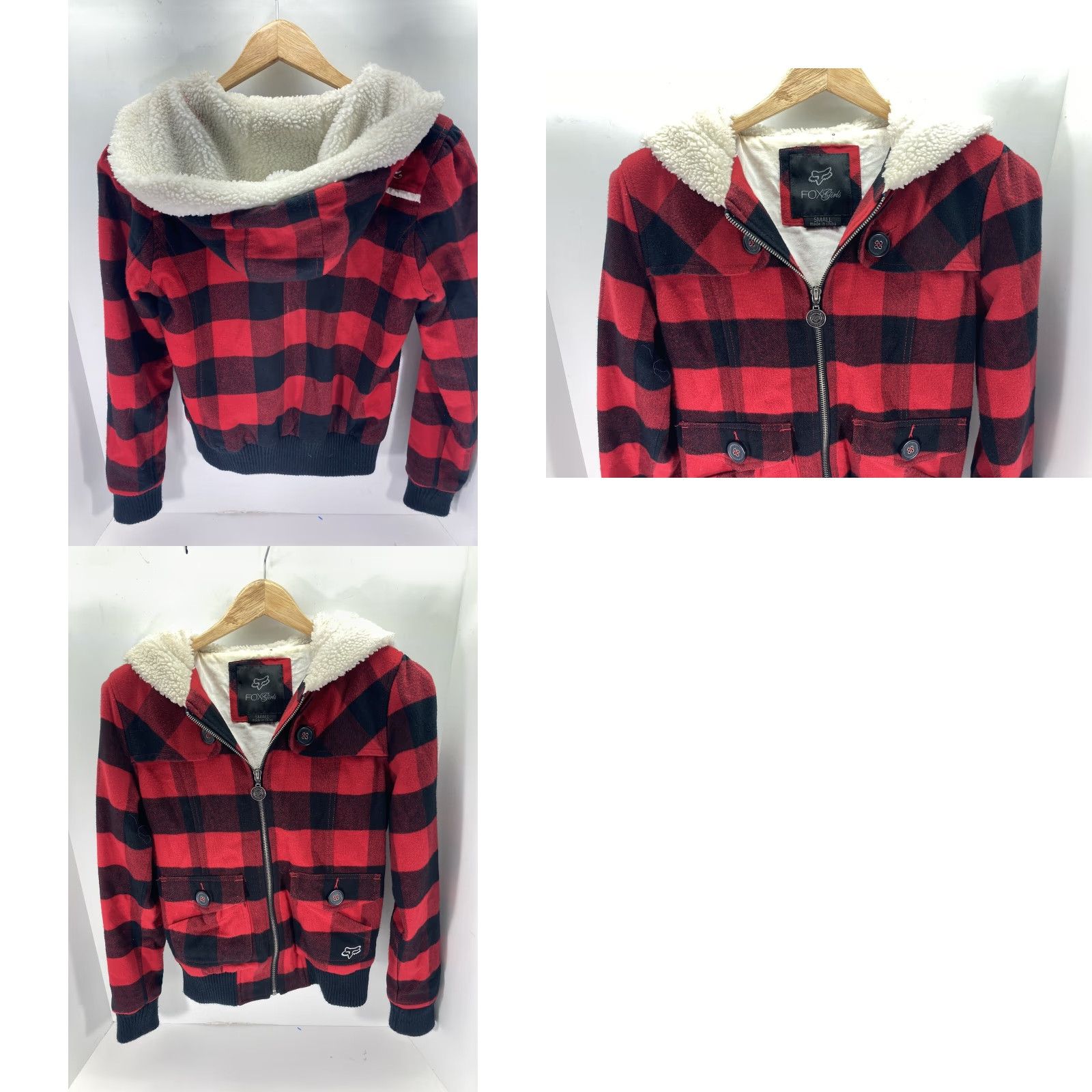 Vintage FOX Flannel Jacket Womens Size Small Buffalo Check Plaid Fleece Hood Outdoor Jacket/Coat Casual Womens Regular Late Size S / US 4 / IT 40 - 9 Thumbnail