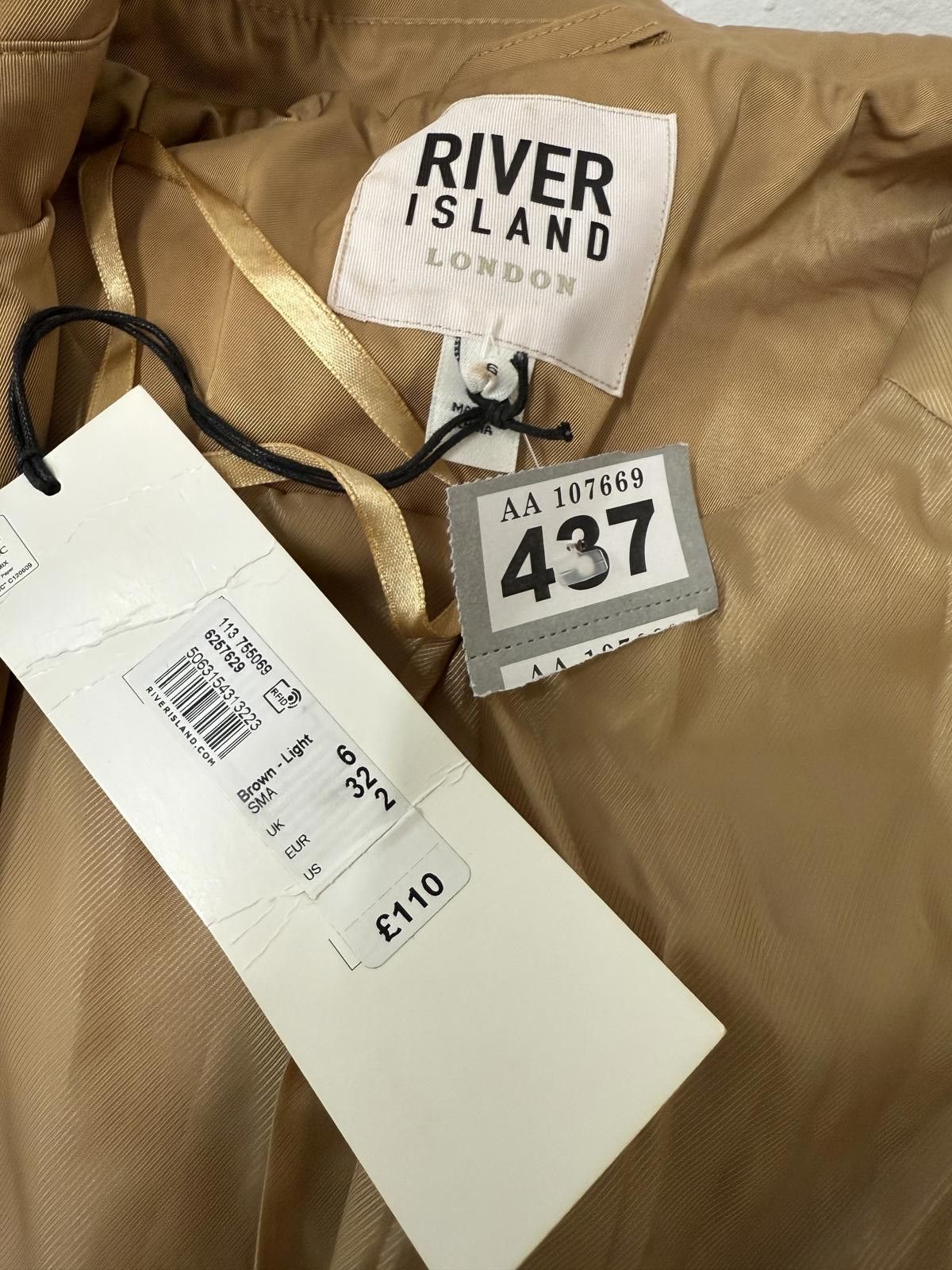 River Island River Island Women's Light Brown Trench Coat UK Size 6 Size XS / US 0-2 / IT 36-38 - 2 Thumbnail