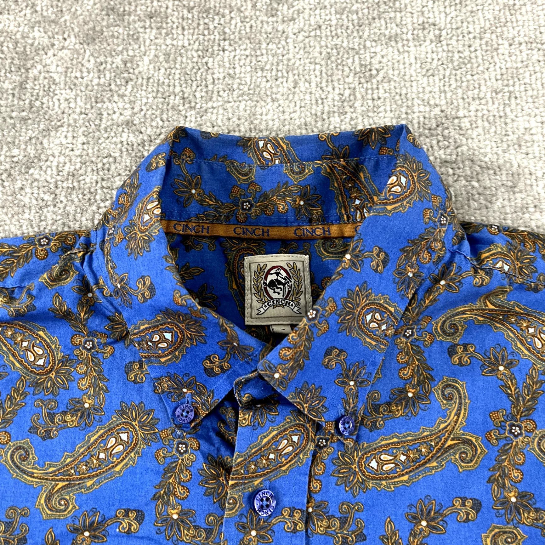 Vintage CINCH Shirt Mens Large Blue Paisley Western Wear Cowboy Button Down Long Sleeve Size US L / EU 52-54 / 3 - 3 Thumbnail
