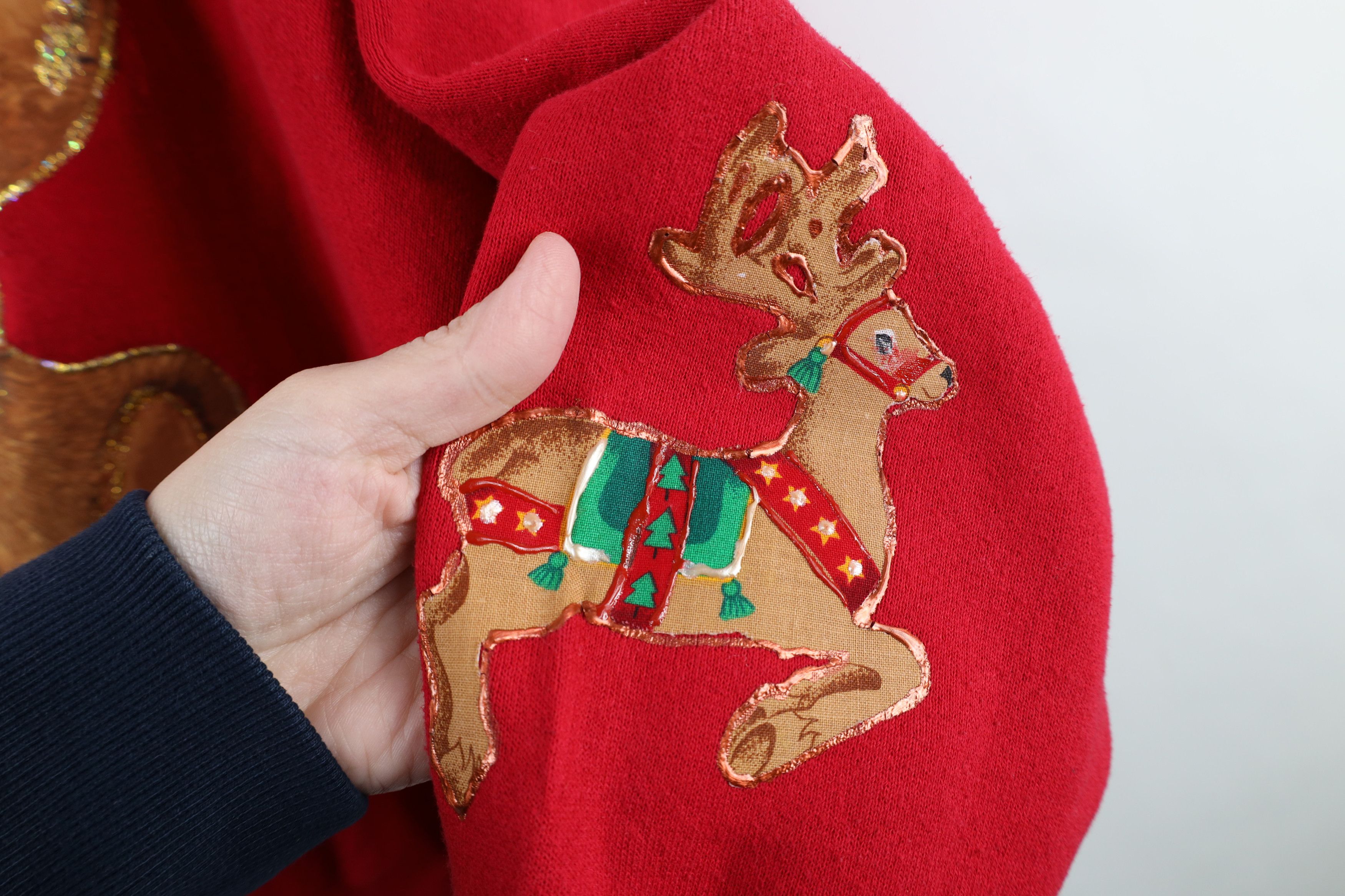 Vintage Vintage 90s Christmas Teddy Bear Bells Sweatshirt Red USA Size XXL / US 16-18 / IT 52-54 - 9 Thumbnail