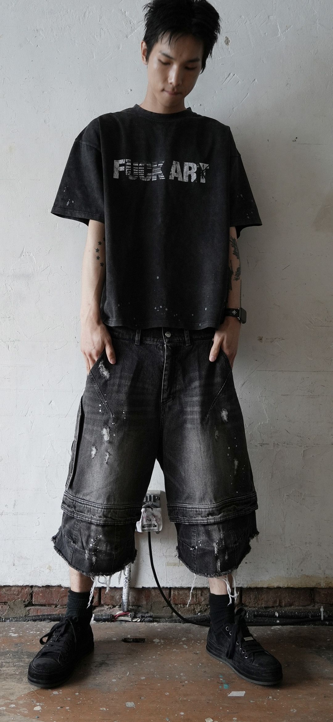 Japanese Brand FAR LAYERED WORK SHORTS PANTS BLACK Size US 30 / EU 46 - 2 Thumbnail