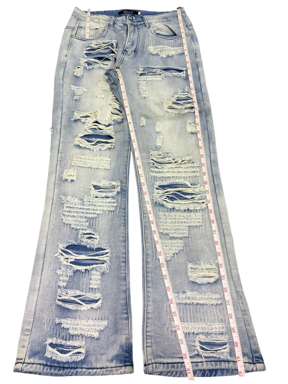If Six Was Nine Vintage Japanese Brand Heavy Distress Flare Jeans Size US 30 / EU 46 - 7 Thumbnail