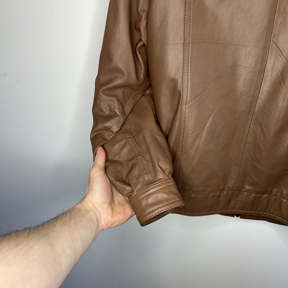 Leather × Vintage Vintage Brown Leather Motor Biker Jacket Trucker Genuine Size US M / EU 48-50 / 2 - 13 Thumbnail