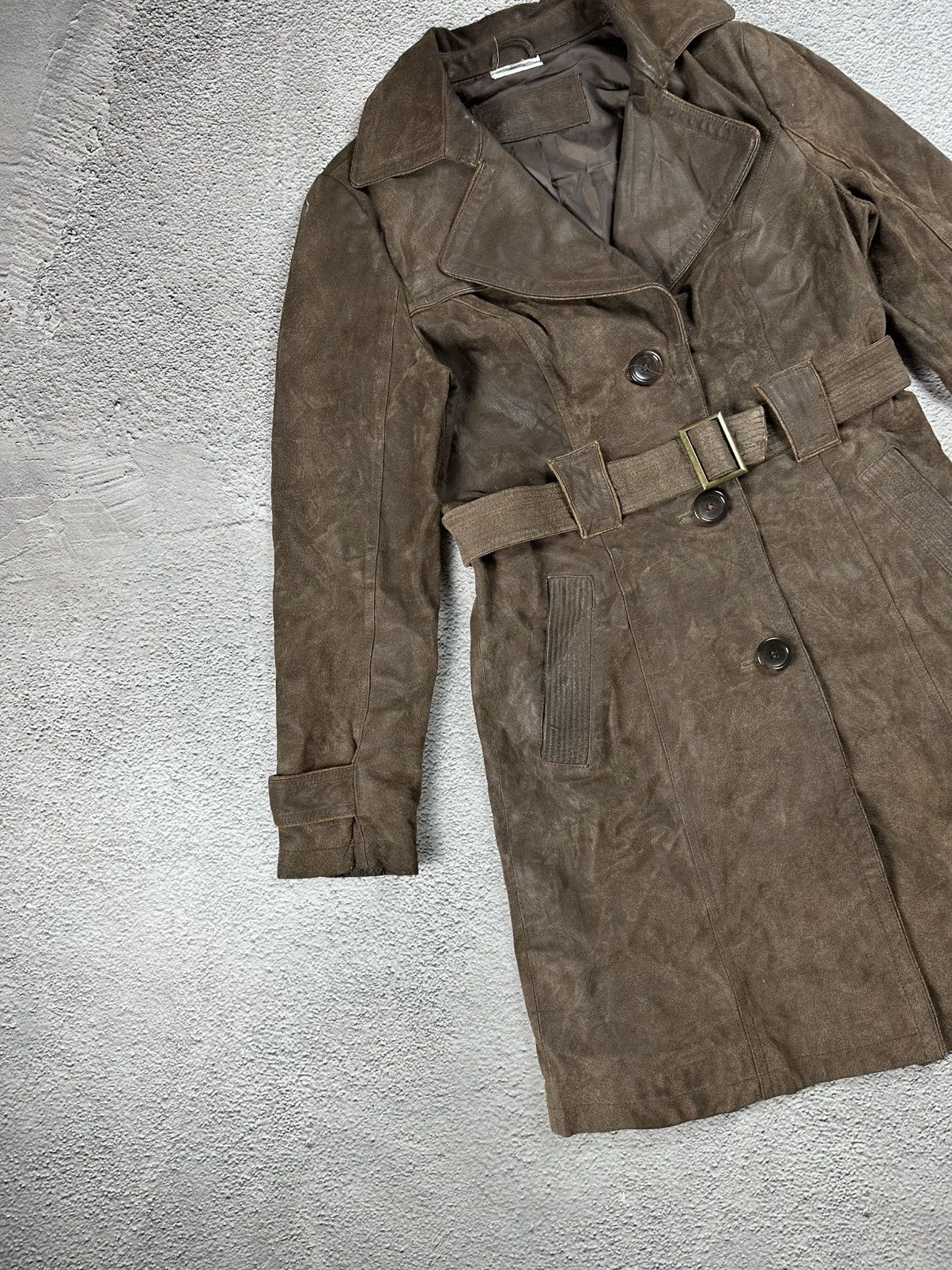 Genuine Leather Diesel Style Genuine Leather Trench Coat Faded Jacket Size M / US 6-8 / IT 42-44 - 3 Thumbnail