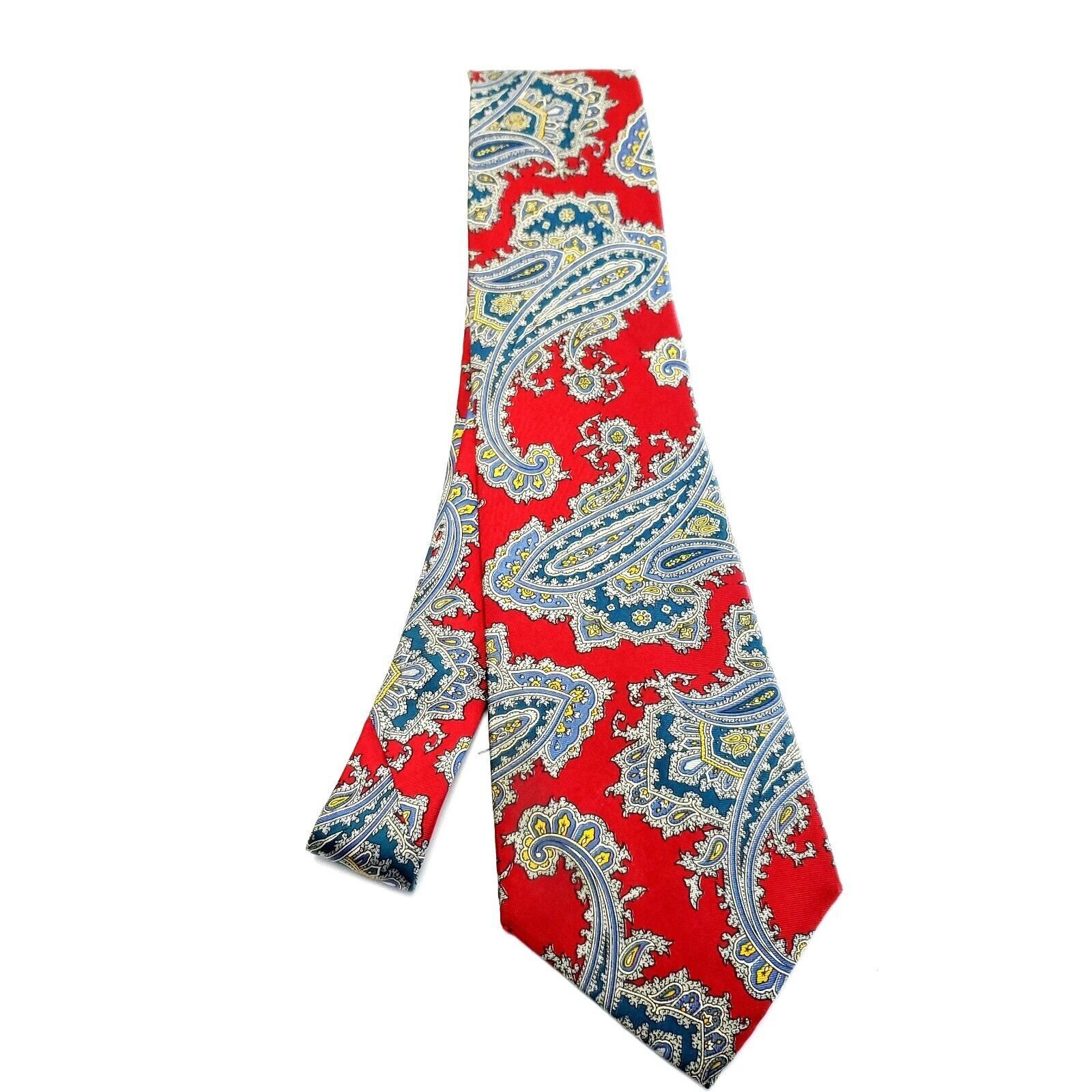 Designer Halston 3 Silk Tie Print Red Paisley Short Wide Size ONE SIZE - 6 Thumbnail