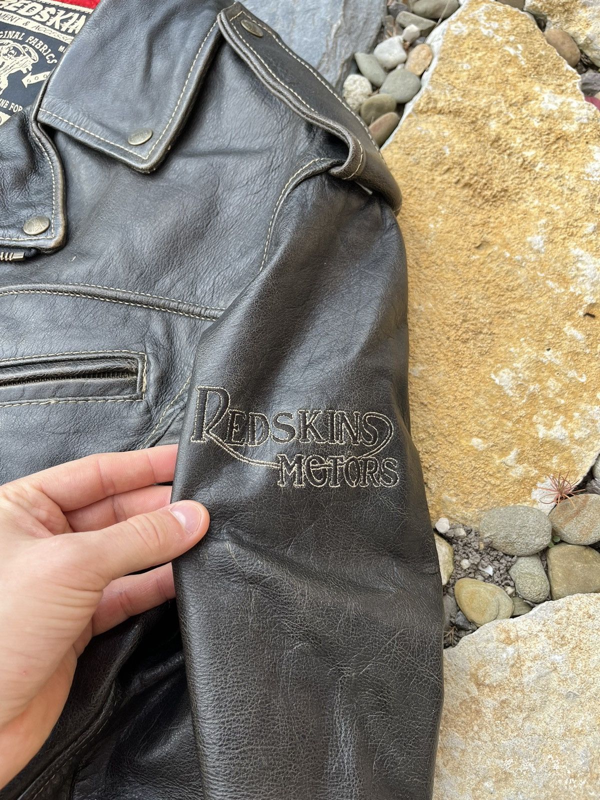 NFL × Vintage Vintage leather Redskins biker jacket distressed ramones Size US XL / EU 56 / 4 - 8 Thumbnail