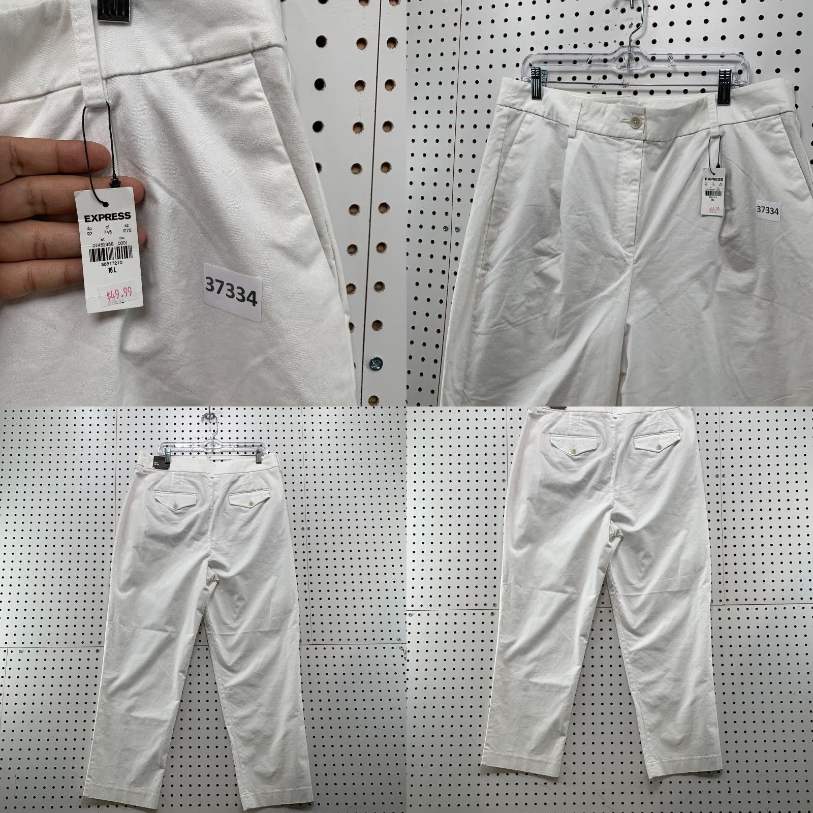 Express NEW Express Chino Pants Womens Size 16 White Ankle High Rise Straight NWT Size 38" / US 16 / IT 52 - 8 Thumbnail