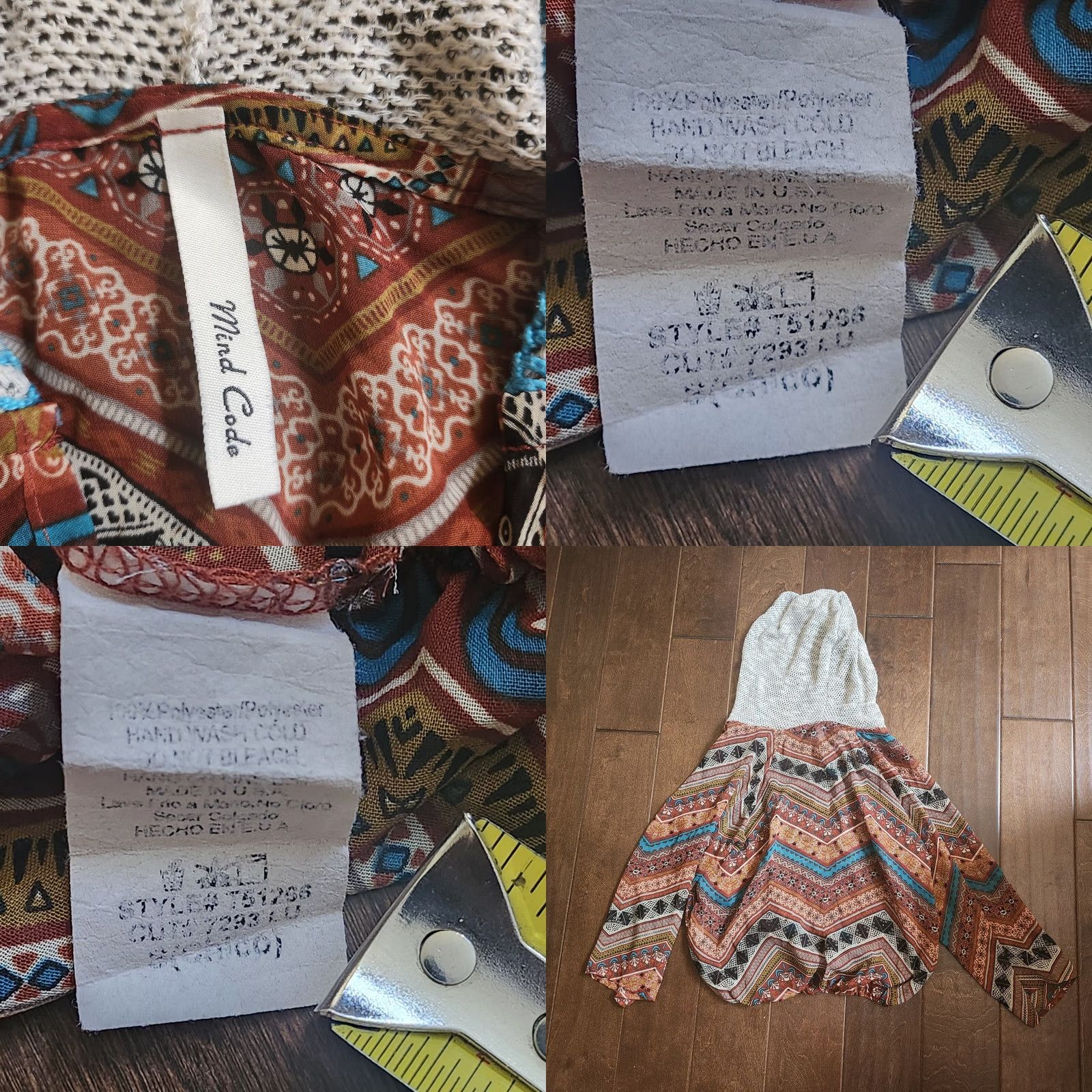 Vintage 2. Maximizing Search Visibility: "Mind Code" remains, emphasizing the brand. "Sheer" is a key descriptor. "Boho" indicates theme. "Small" Size S / US 4 / IT 40 - 9 Thumbnail