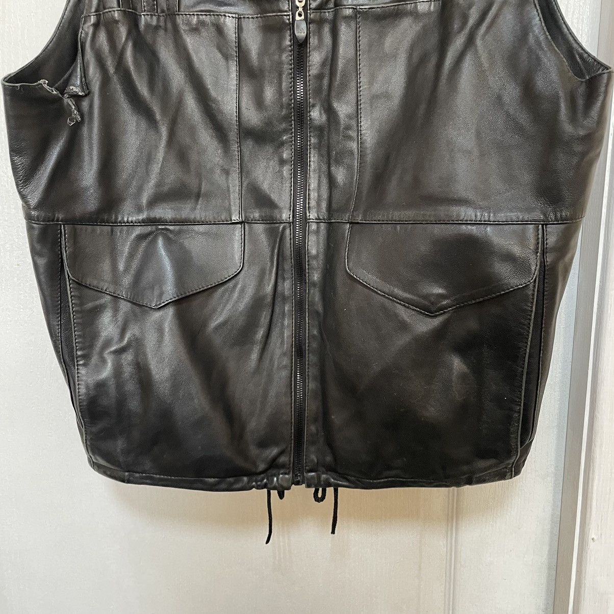 Adidas × Vintage RARE 90s Black adidas LEATHER VEST jacket bomber equipment Size US L / EU 52-54 / 3 - 6 Thumbnail