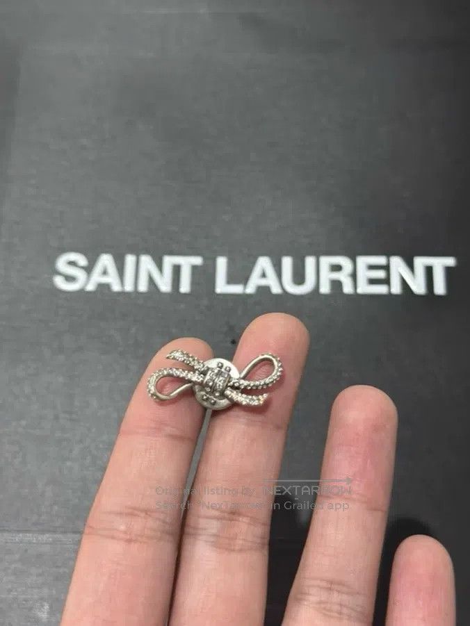 Saint Laurent Paris Saint Laurent Paris Crystal Bow Brooch Size ONE SIZE - 1 Thumbnail