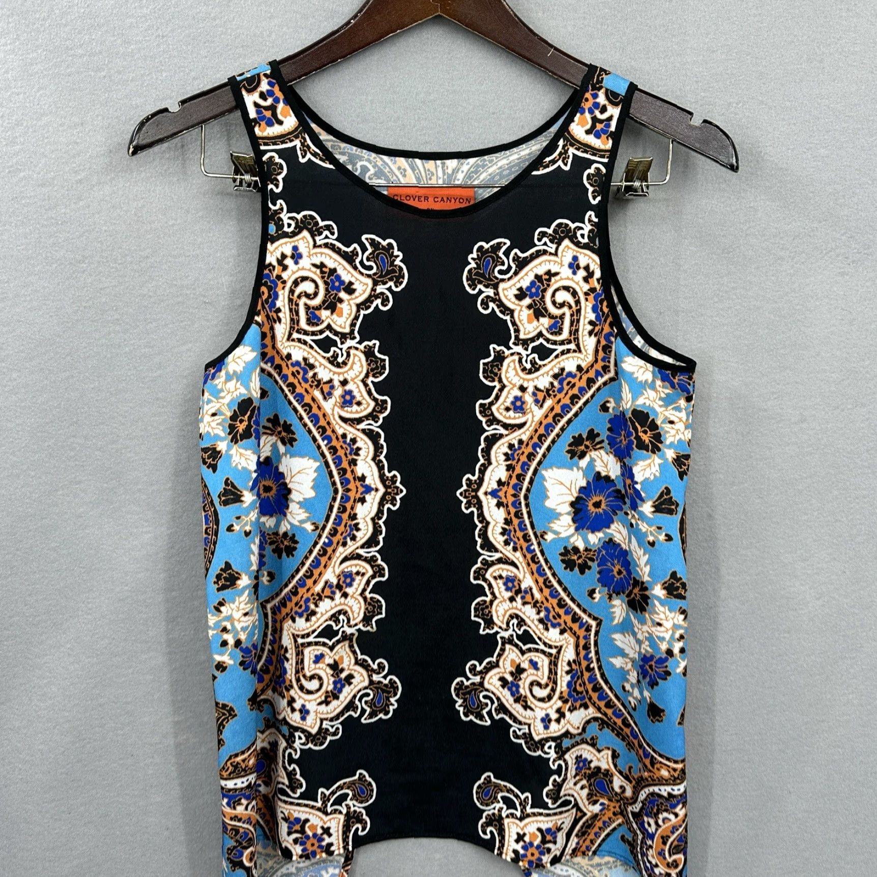 Clover Canyon Clover Canyon Tank Top Womens XS Black Paisley Crew Neck Casual Sleeveless Basic Shirt Size XS / US 0-2 / IT 36-38 - 2 Thumbnail
