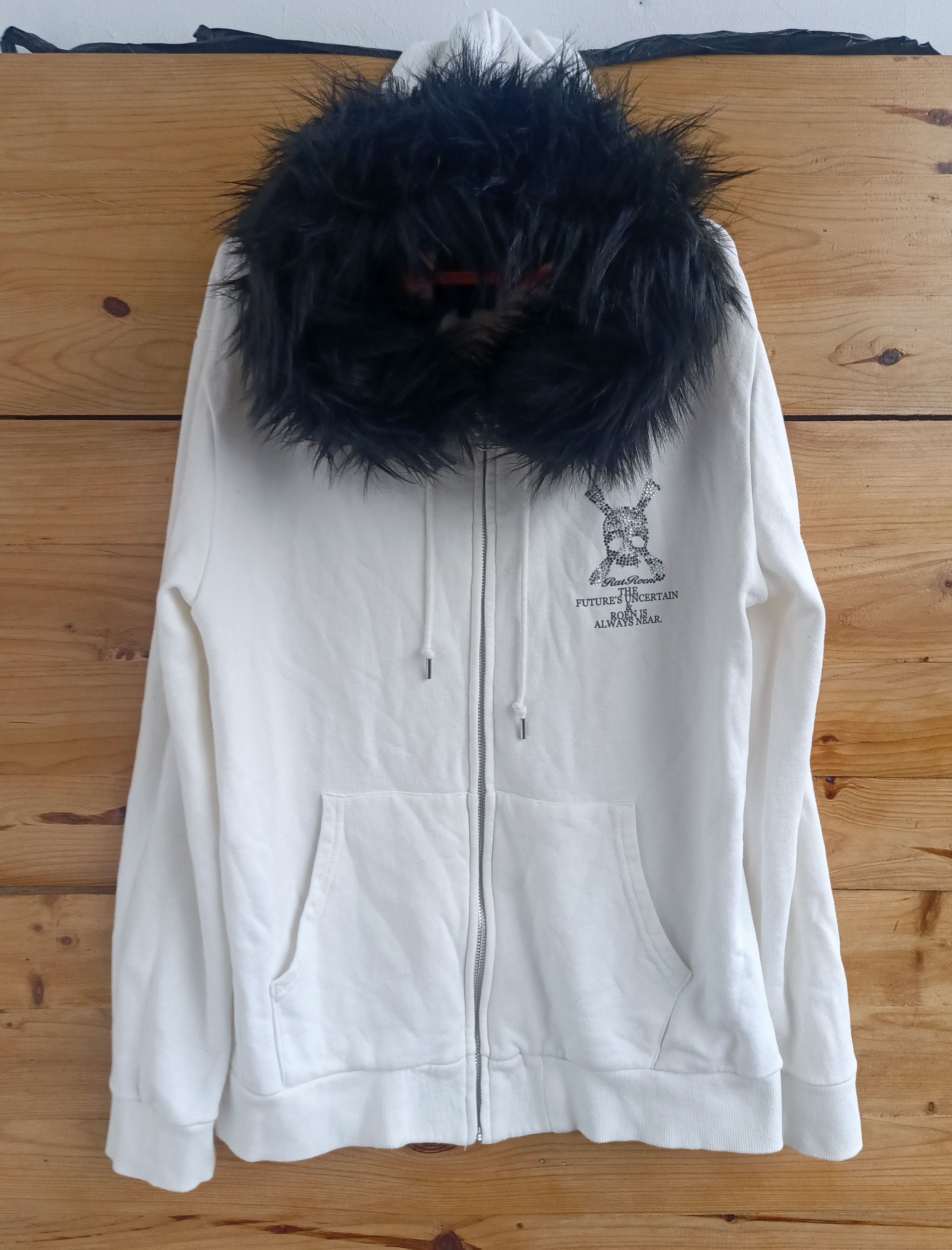 Rat Roen - Fur Hoodie Skull SWAROVSKI Studded Rebel GLAM