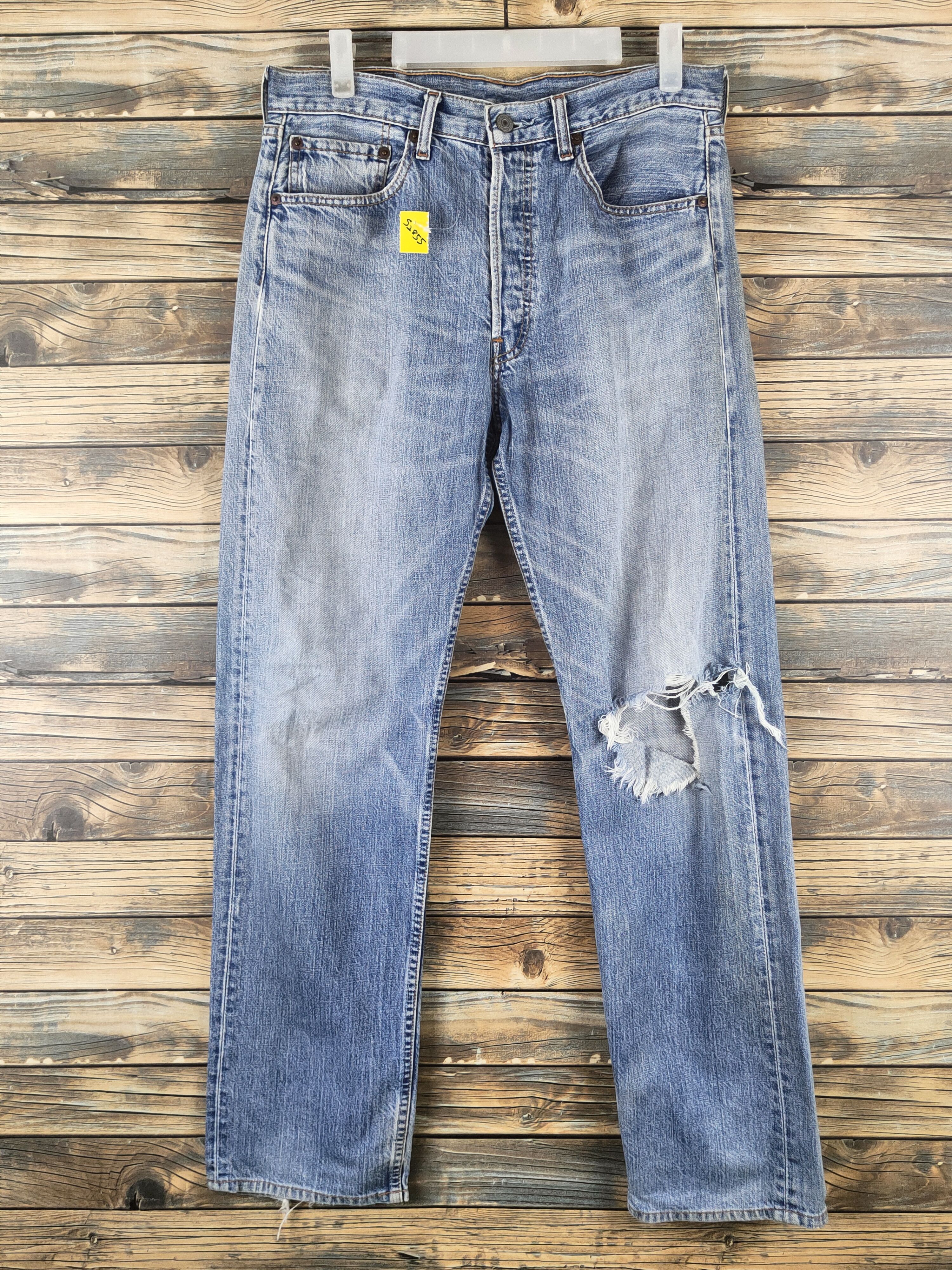 Levi's 501 Levi's Blue Distressed Ripped Jeans #S2855 Size US 31 - 1 Thumbnail