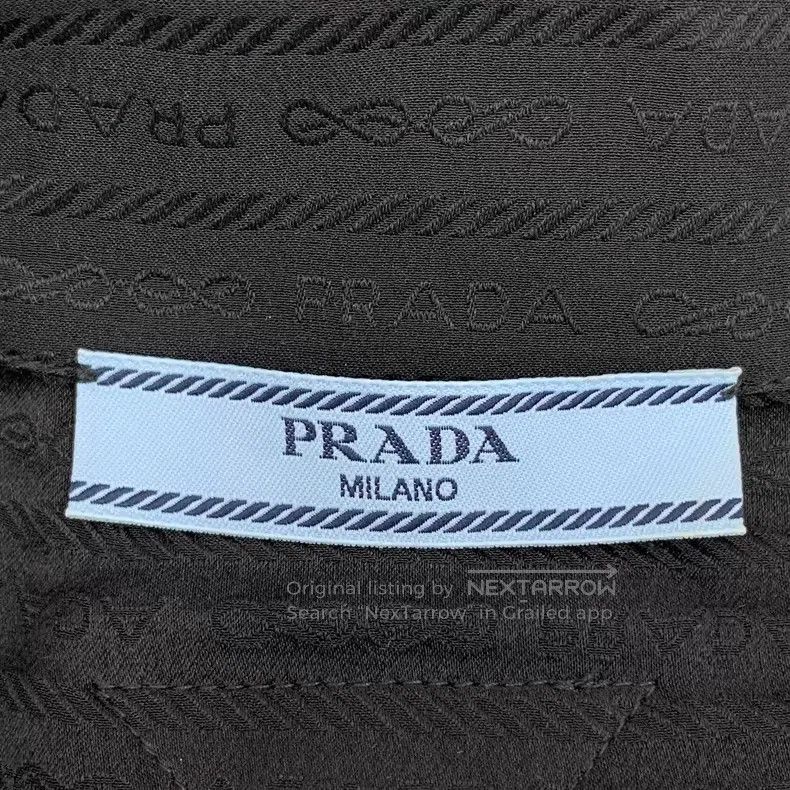 Prada Prada 22 black striped logo letter full-print mulberry sil Size XS / US 0-2 / IT 36-38 - 6 Thumbnail
