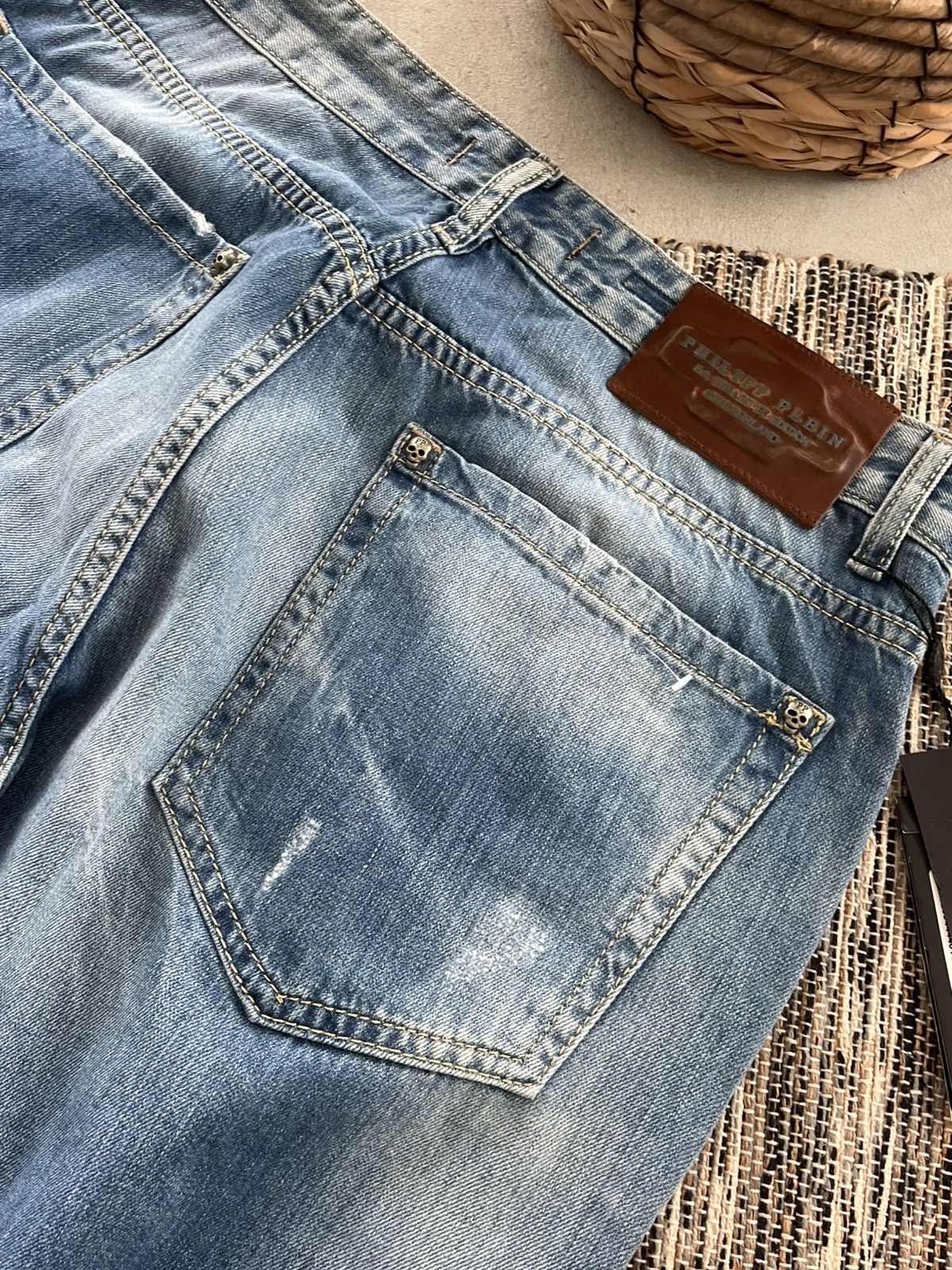 Philipp Plein New Philipp Plein Jeans Light Blue denim Distressed Wide Y2K Size US 36 / EU 52 - 13 Thumbnail