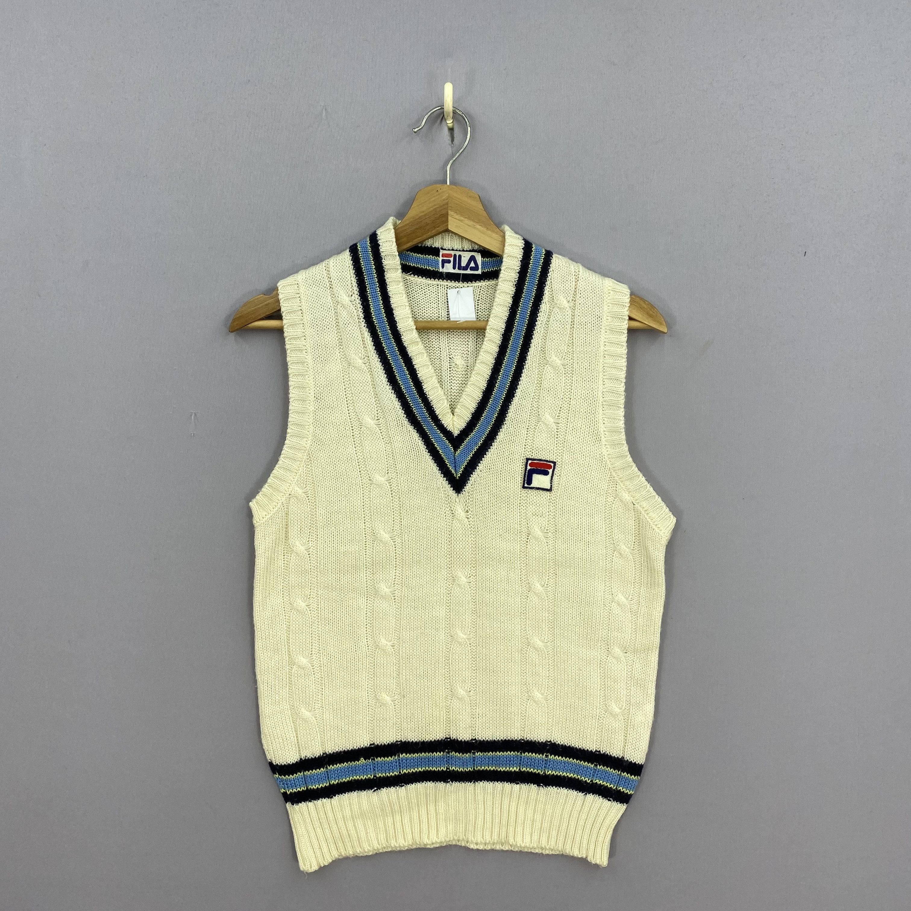Fila Vintage 80s Fila Wool Vest Cable Knit Tennis Sweater Size US XS / EU 42 / 0 - 2 Thumbnail