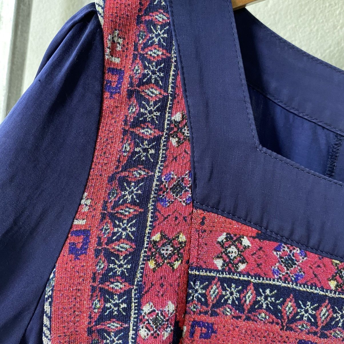 Vivienne Tam VIVIENNE TAM Navy Blue Dress with Pink Embroidered Details Size XS / US 0-2 / IT 36-38 - 8 Thumbnail