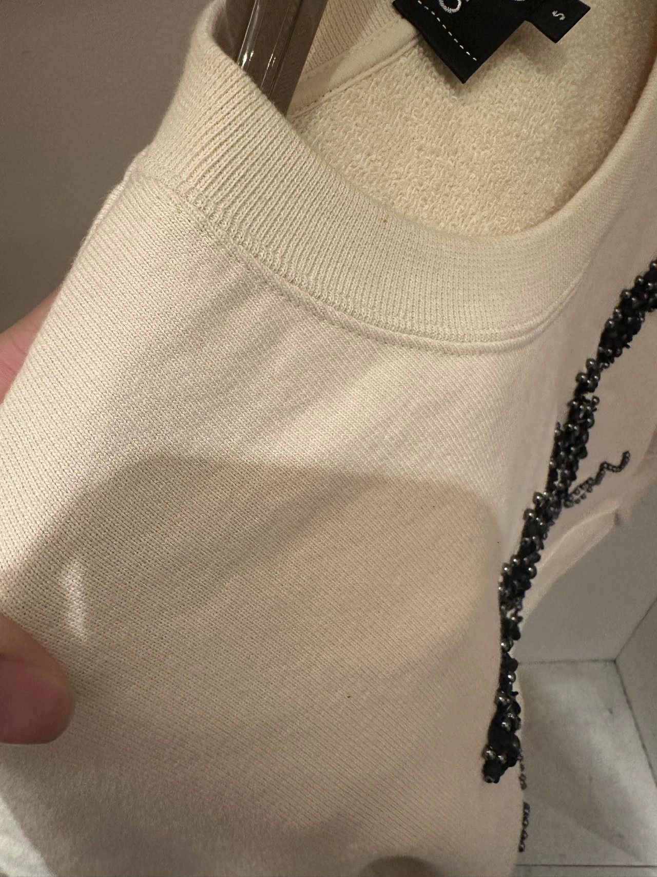 Chanel Chanel beige beaded sweatshirt S size collar & sleeve stains Size S / US 4 / IT 40 - 7 Thumbnail