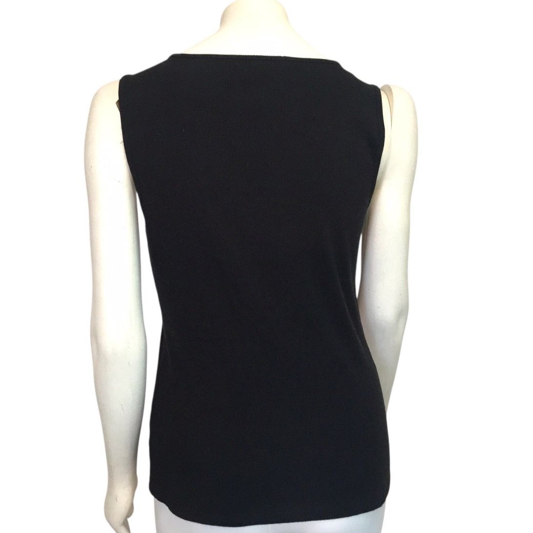 Lauren Ralph Lauren Lauren Ralph Lauren Knit Top Sleeveless V-Neck Black Large Size L / US 10 / IT 46 - 9 Thumbnail