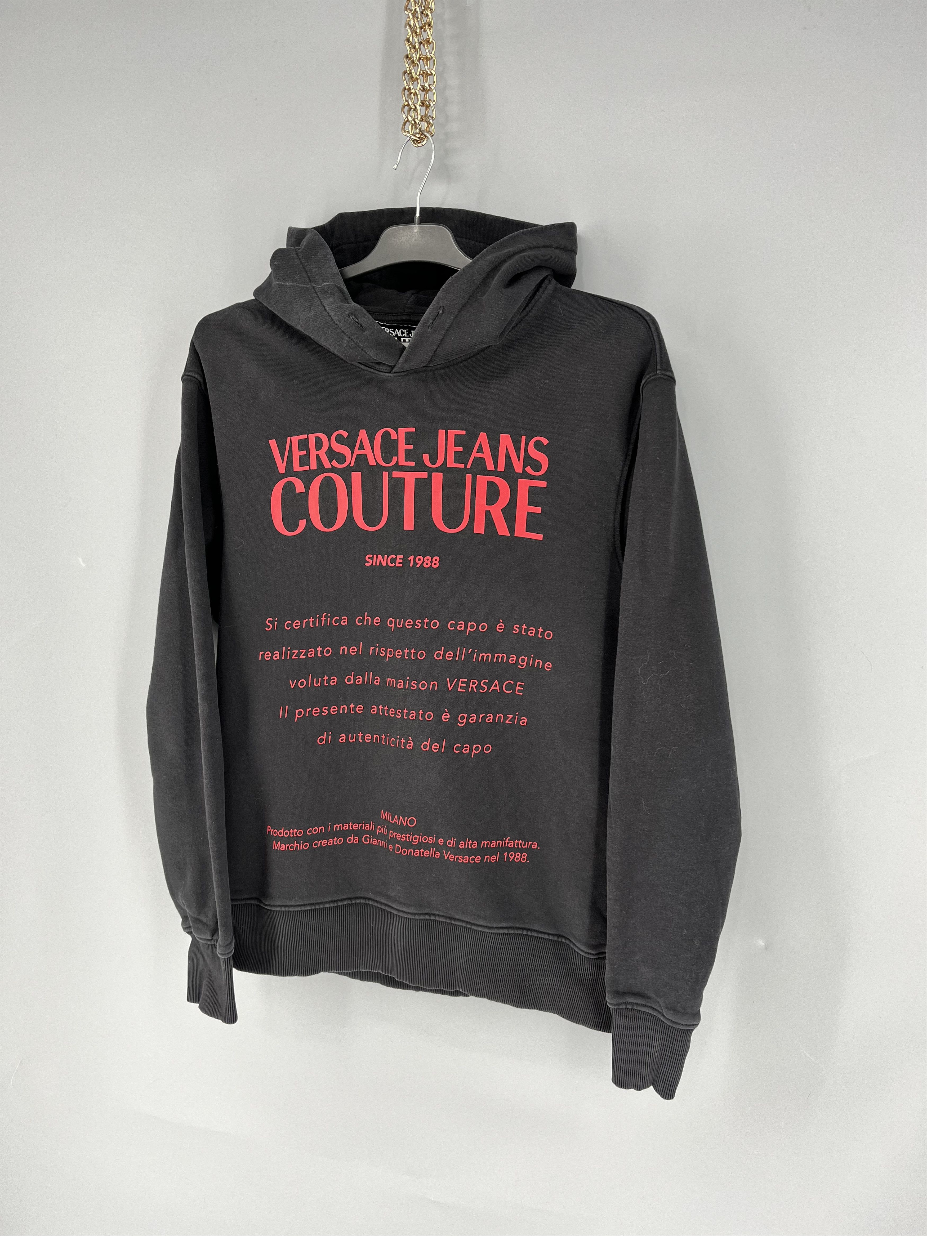 Versace Jeans Couture Versace Jeans Couture Men's Black Red Logo Hooded Sweatshirt Size US S / EU 44-46 / 1 - 3 Thumbnail