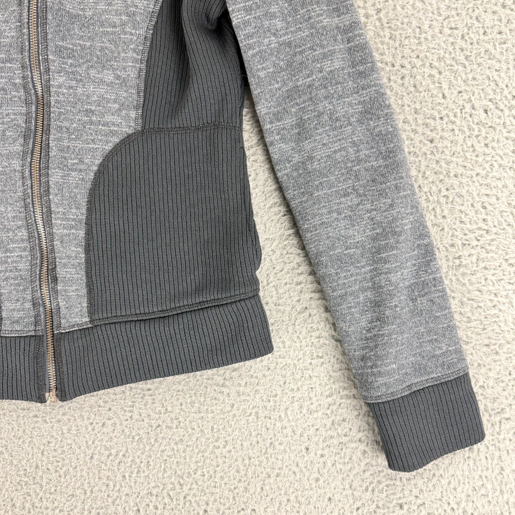 Prana prAna Tobi Ribbed High-Neck Full Zip Jacket Womens Large Gray Long Sleeve Gym Size L / US 10 / IT 46 - 3 Thumbnail
