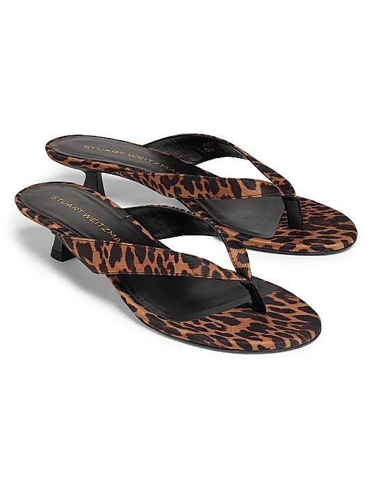 Stuart Weitzman os11x0126 Rio Sleek 35MM Leopard-Printed Leather Sandals Size US 8 / IT 38 - 3 Thumbnail