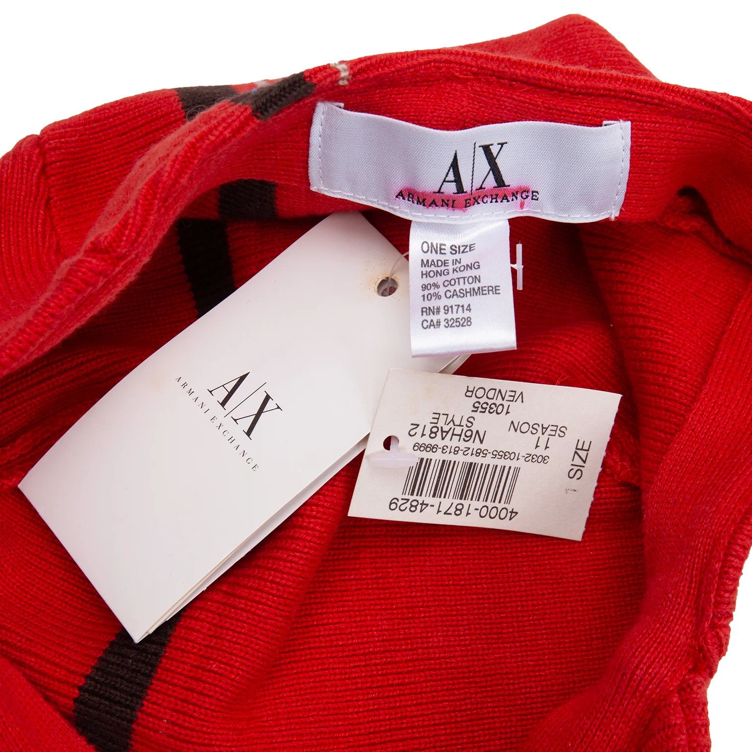 Armani Cashmere Blend Cotton Knit Cap in Red Brown Size ONE SIZE - 8 Thumbnail